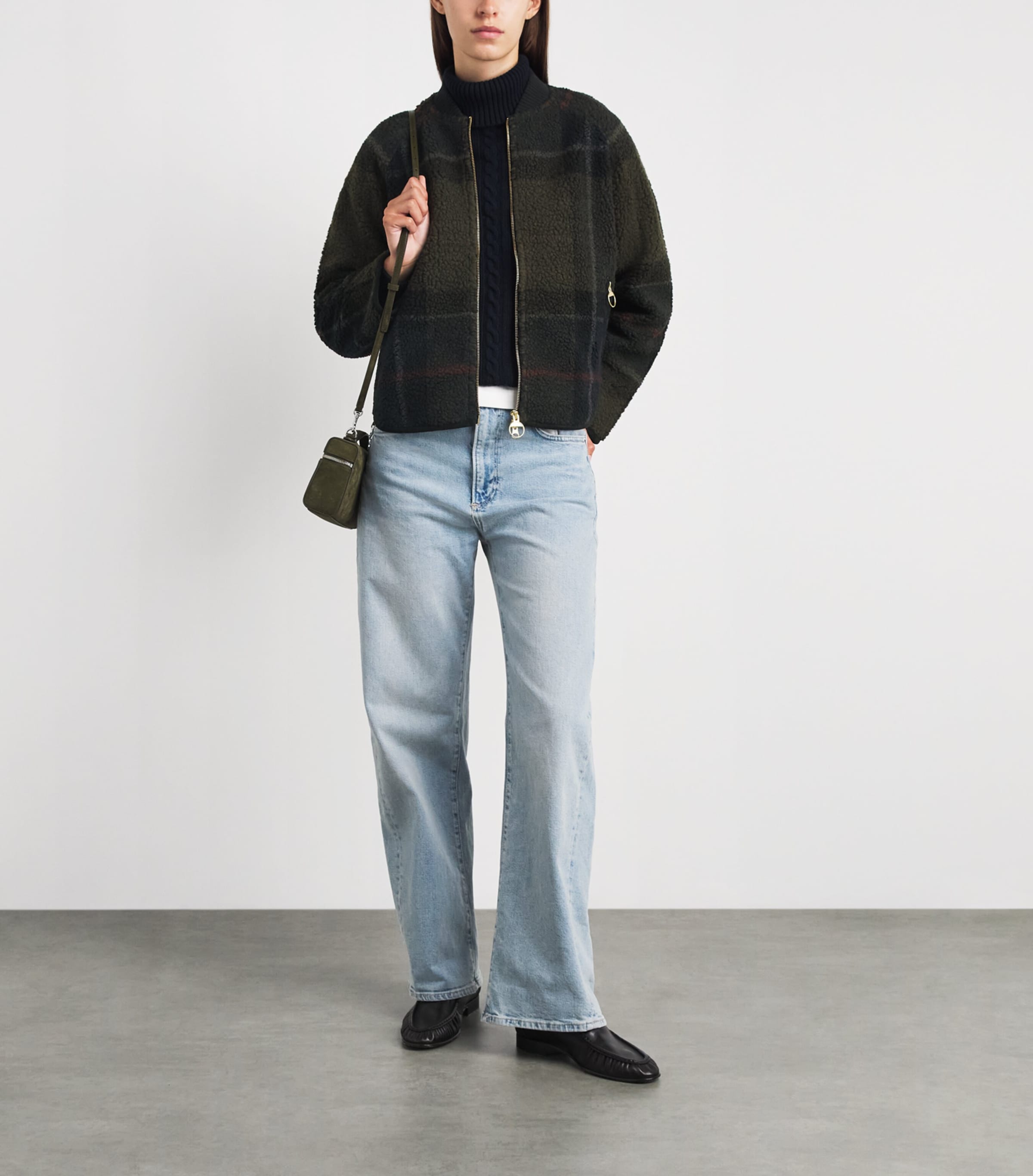 Barbour Womens Fleece Kirklees Jacket Shadow Clasc Tartan Image 2