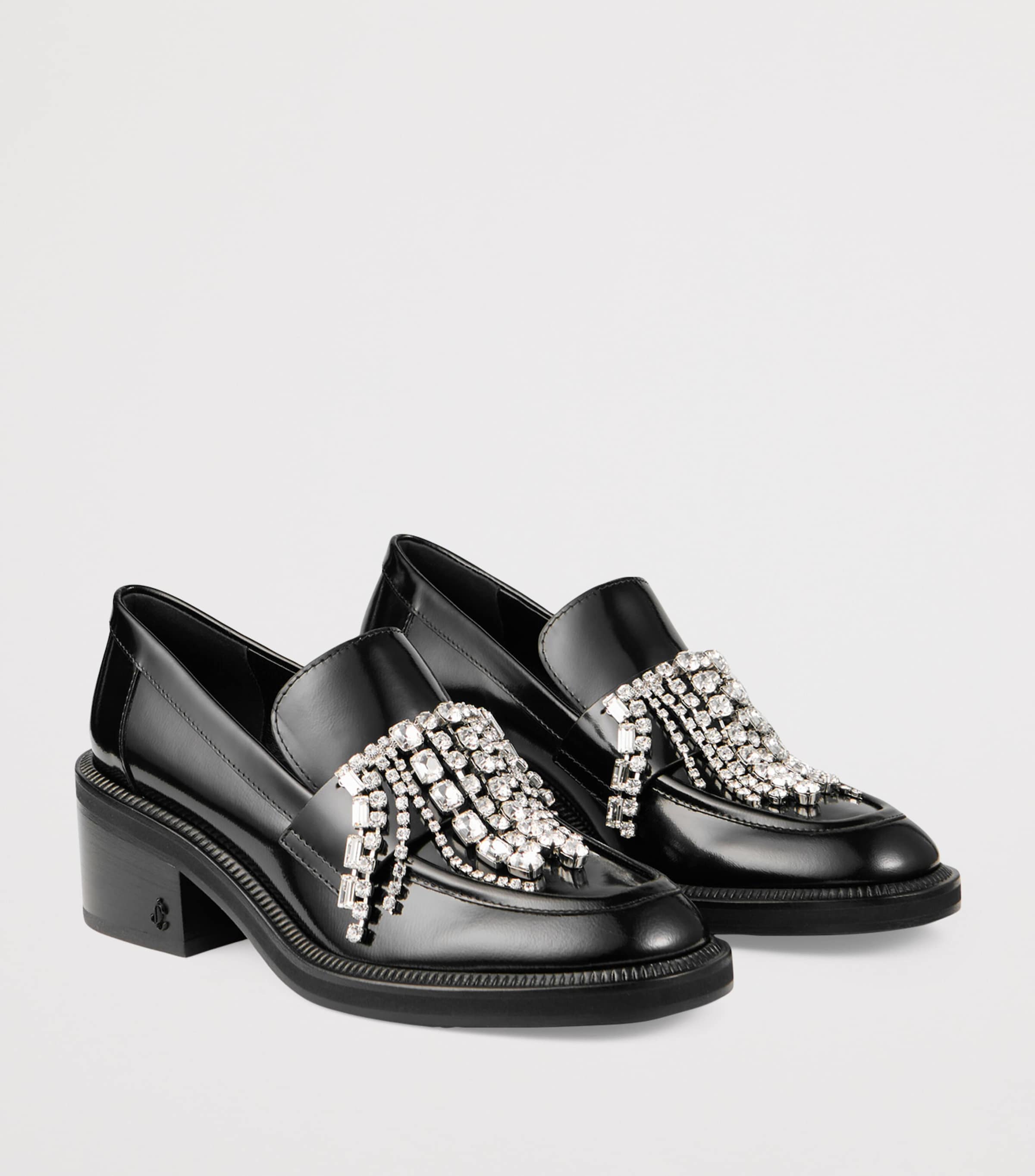 Tylor 60 Leather Heeled Loafers BLACK/CRYSTAL Image 5