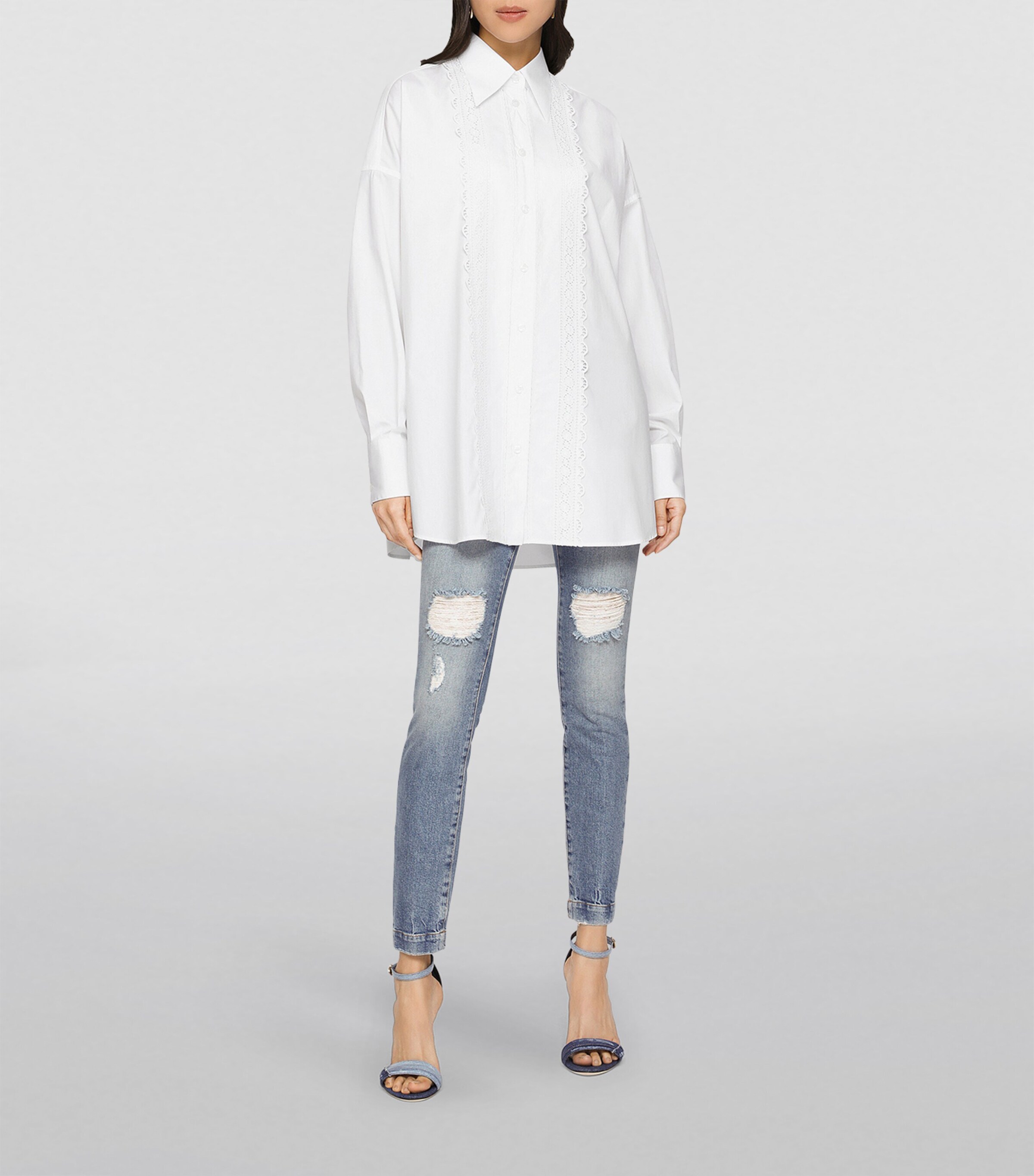 Dolce&Gabbana Womens Distressed Slim Jeans Comb Col Image 5