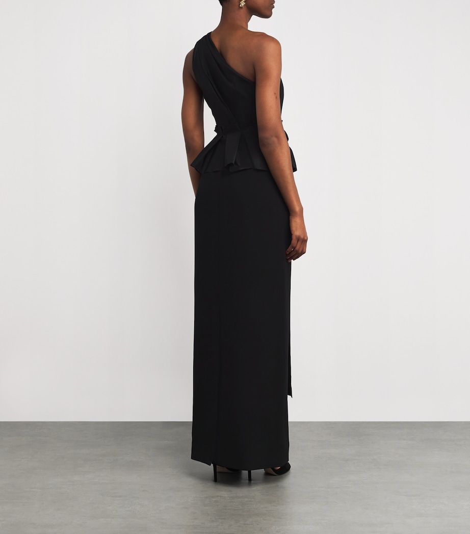One-Shoulder Column Gown BLACK 001 Image 3