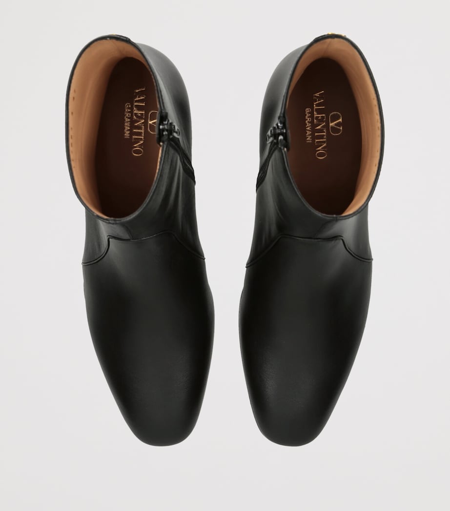 Leather Capretto Ankle Boots BLACK Image 4