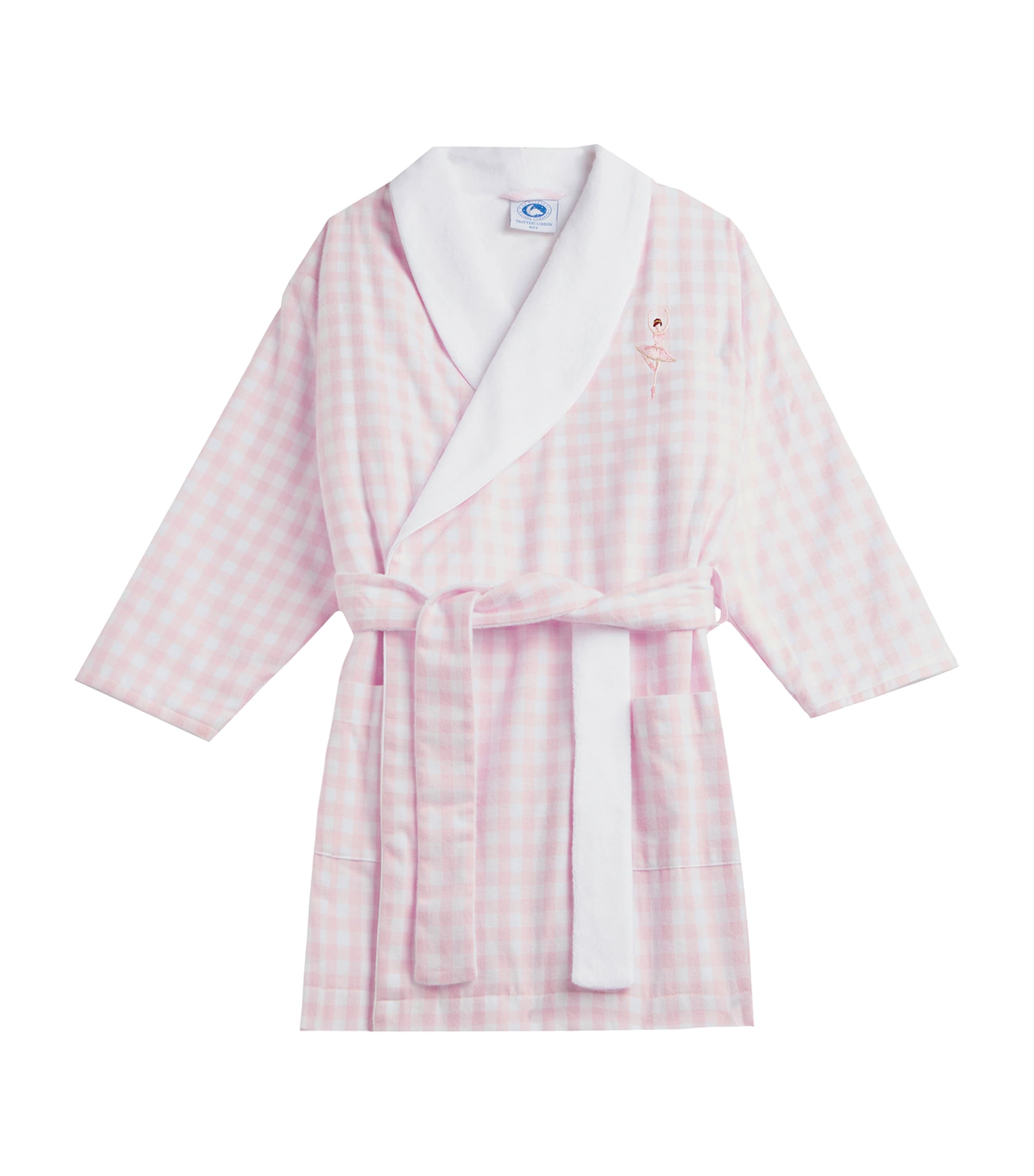 Trotters Check Ballerina Margot Bathrobe In Gray