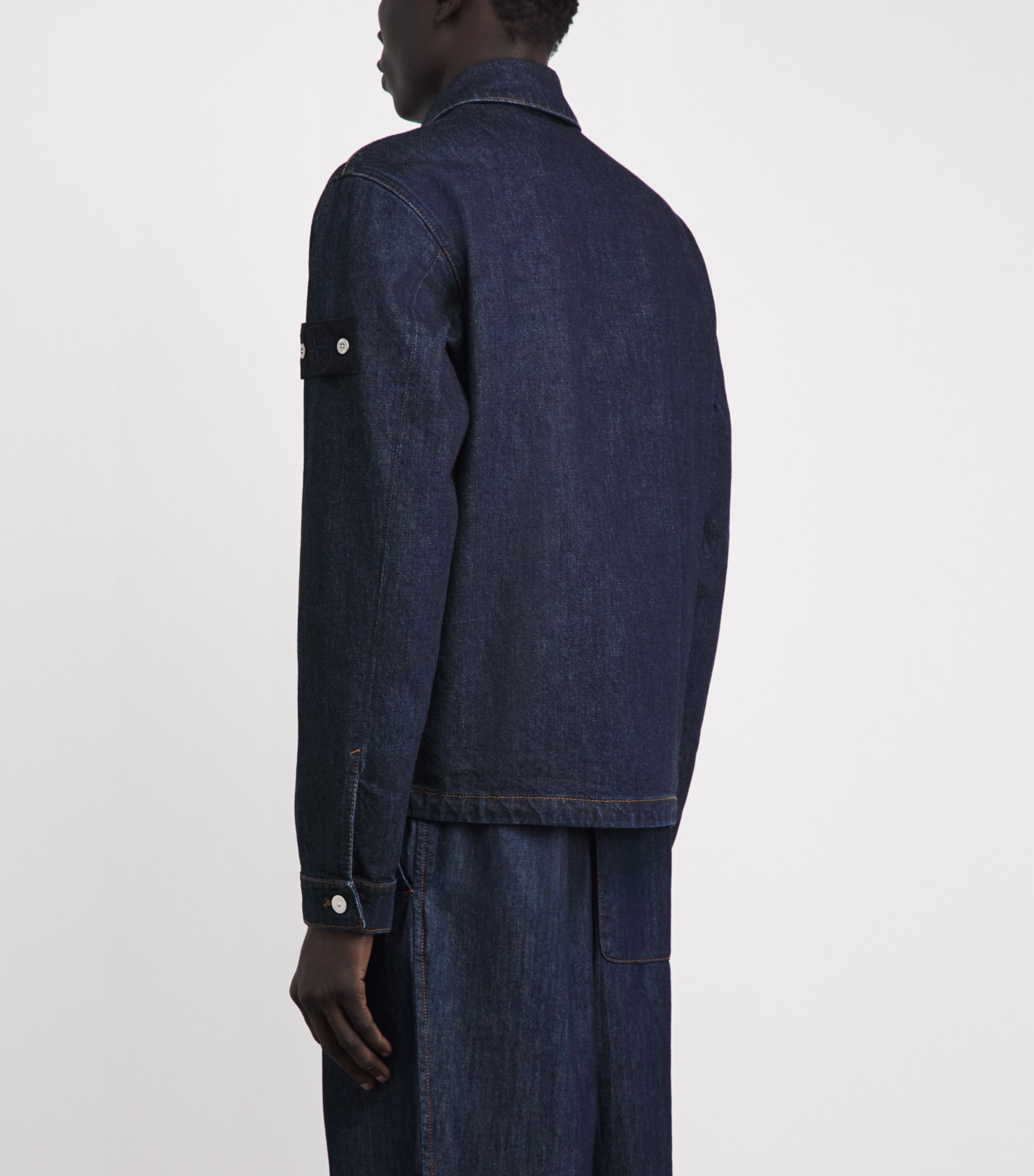 Stone Island Mens Denim Coach Jacket Image 5
