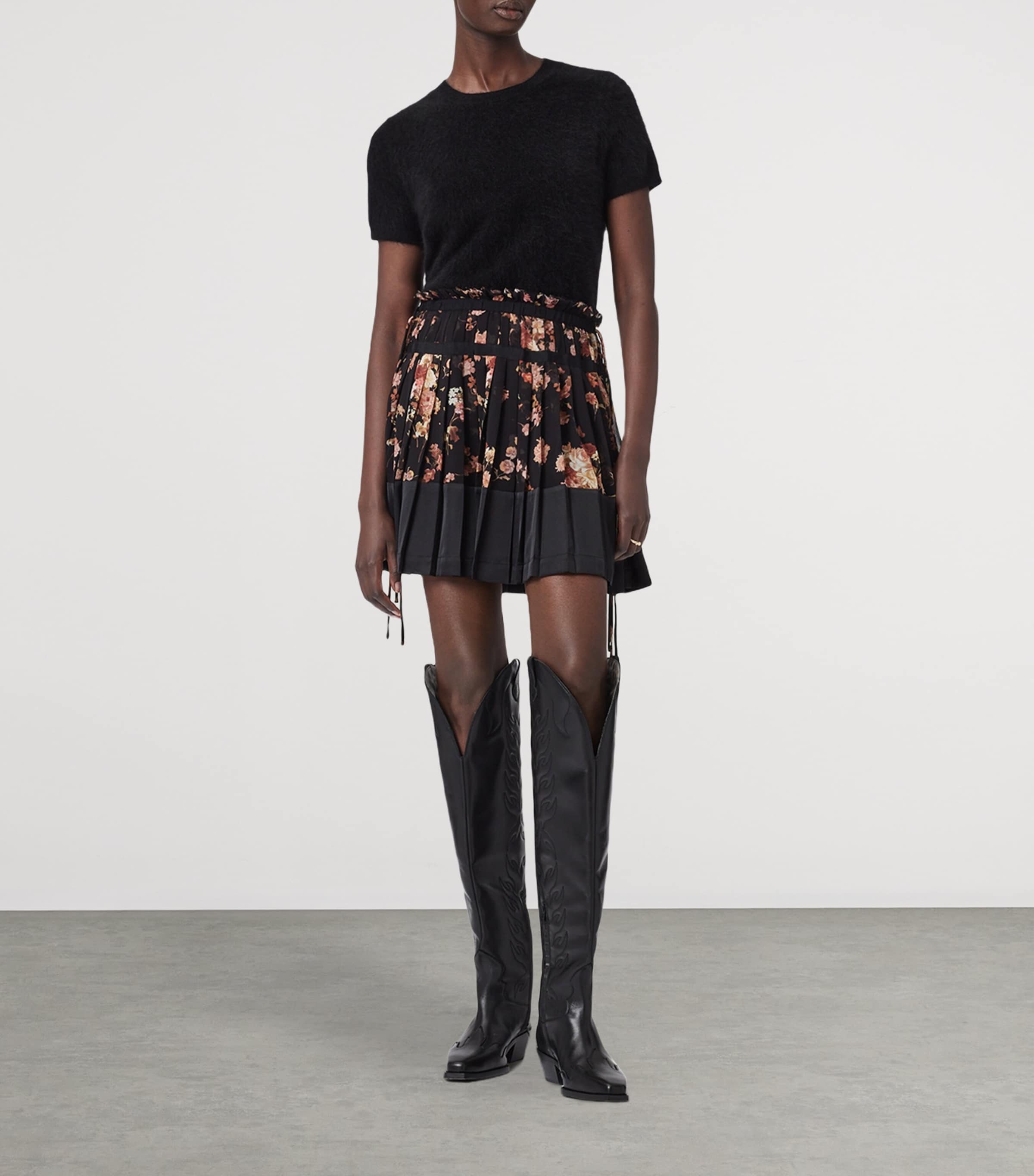 AllSaints Womens Elara Mini Skirt Armada Black Image 2