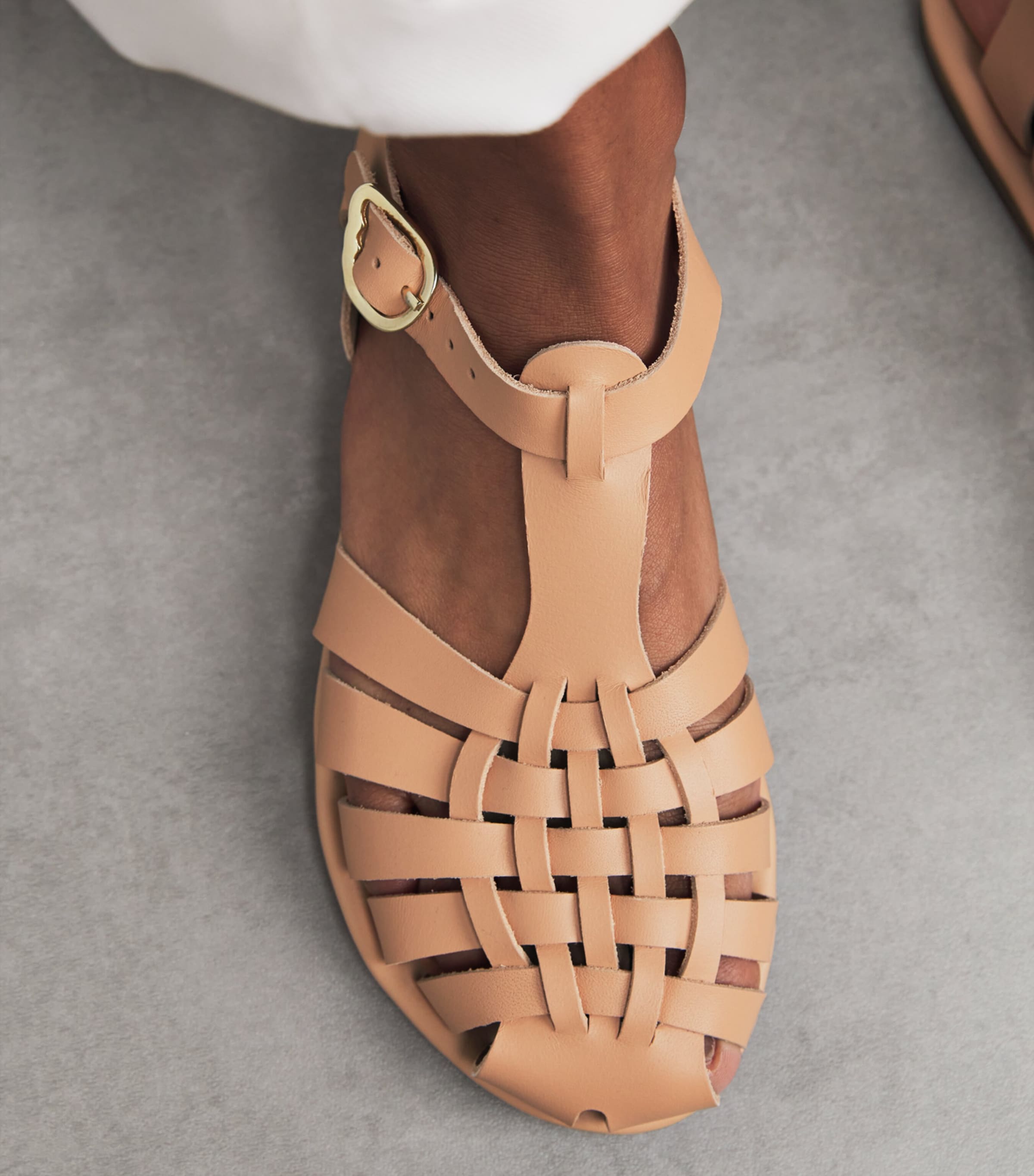 Ancient Greek Sandals Leather Karina Fisherman Sandals Beige Image 2