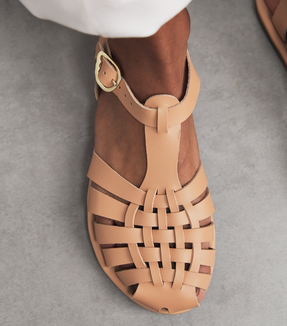 Ancient Greek Sandals Leather Karina Fisherman Sandals Beige Image 2
