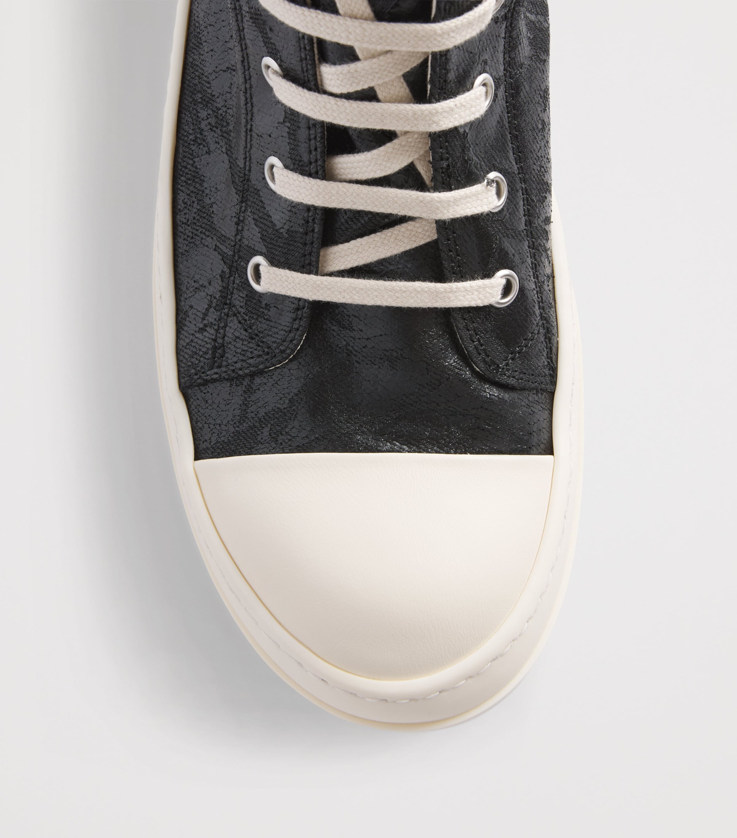 Rick Owens Coated Canvas High-Top Sneakers Blk/milk/milk Image 5