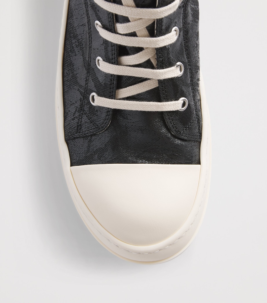 Rick Owens Coated Canvas High-Top Sneakers Blk/milk/milk Image 5