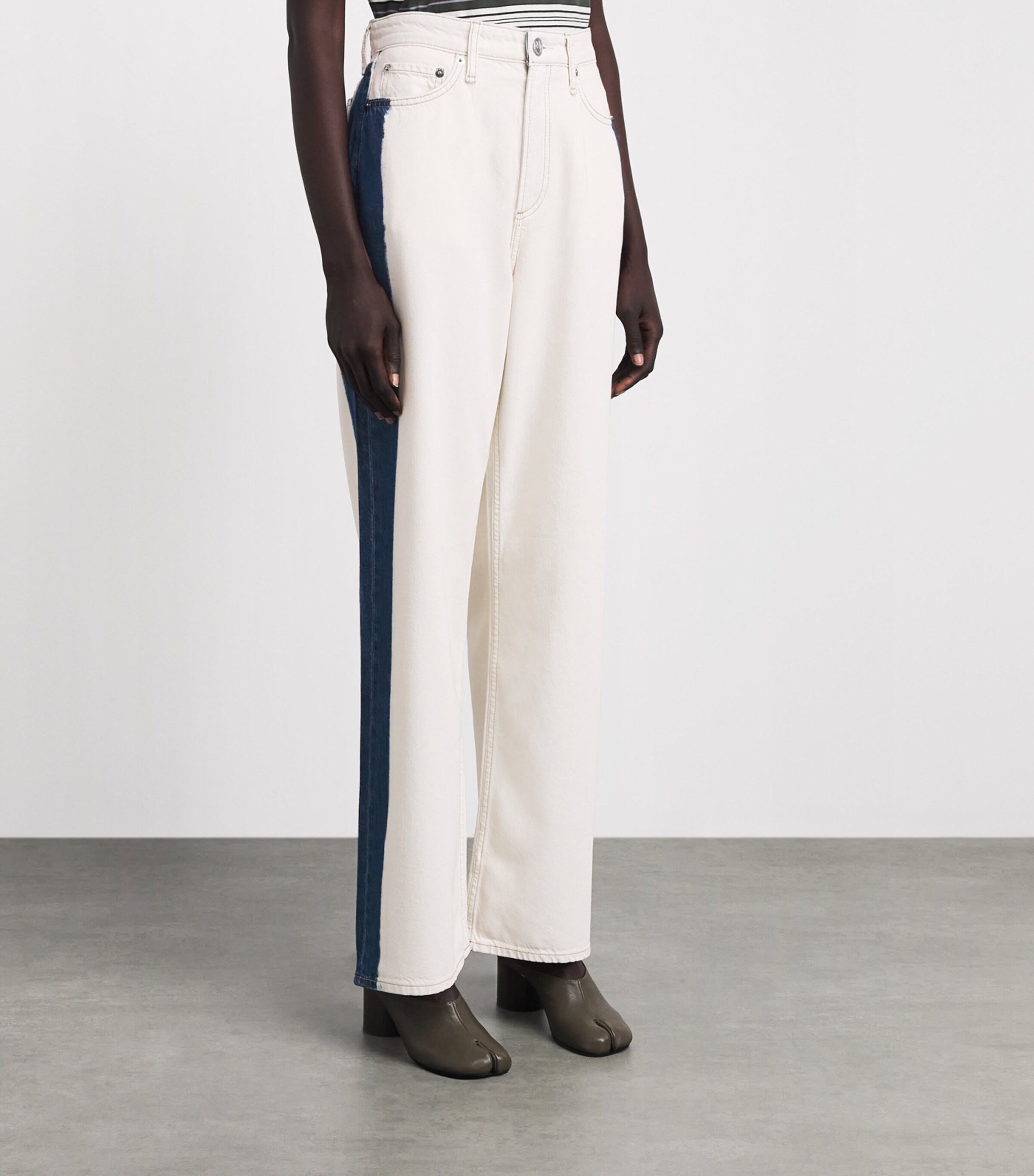 Rag & Bone Womens Featherweight Logan Mid-Rise Wide-Leg Jeans Dkbleach Image 4