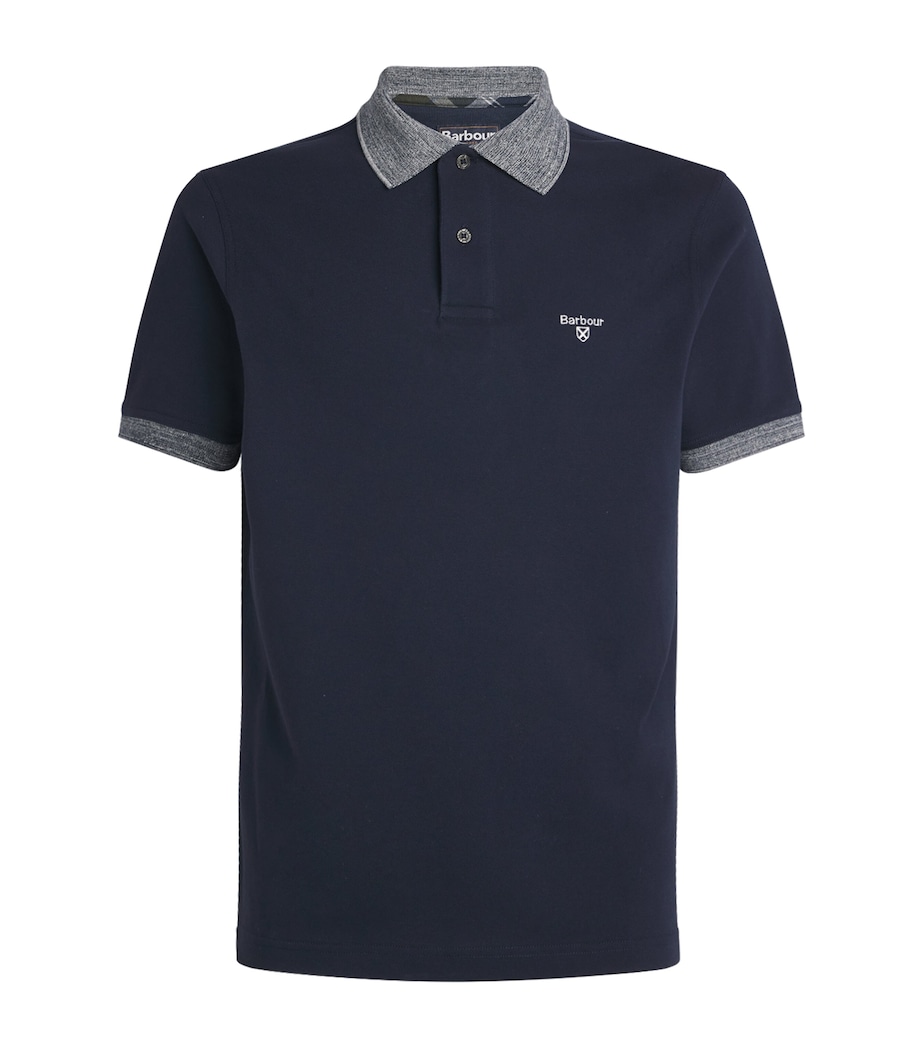 Barbour Mens Cotton Marlton Polo Shirt Navy Image 1