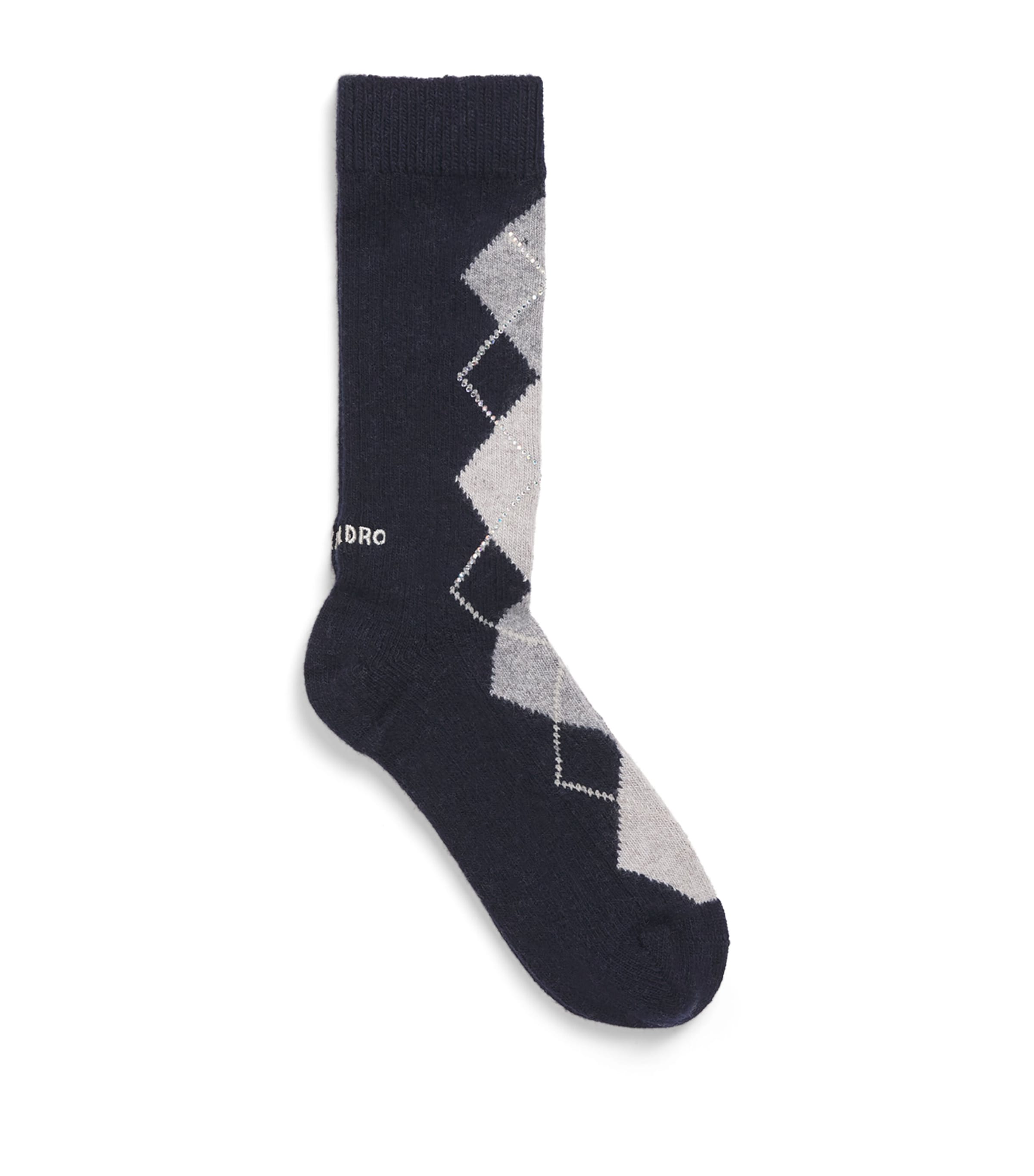 Embellished Argyle Socks NAVY BLUE Image 1