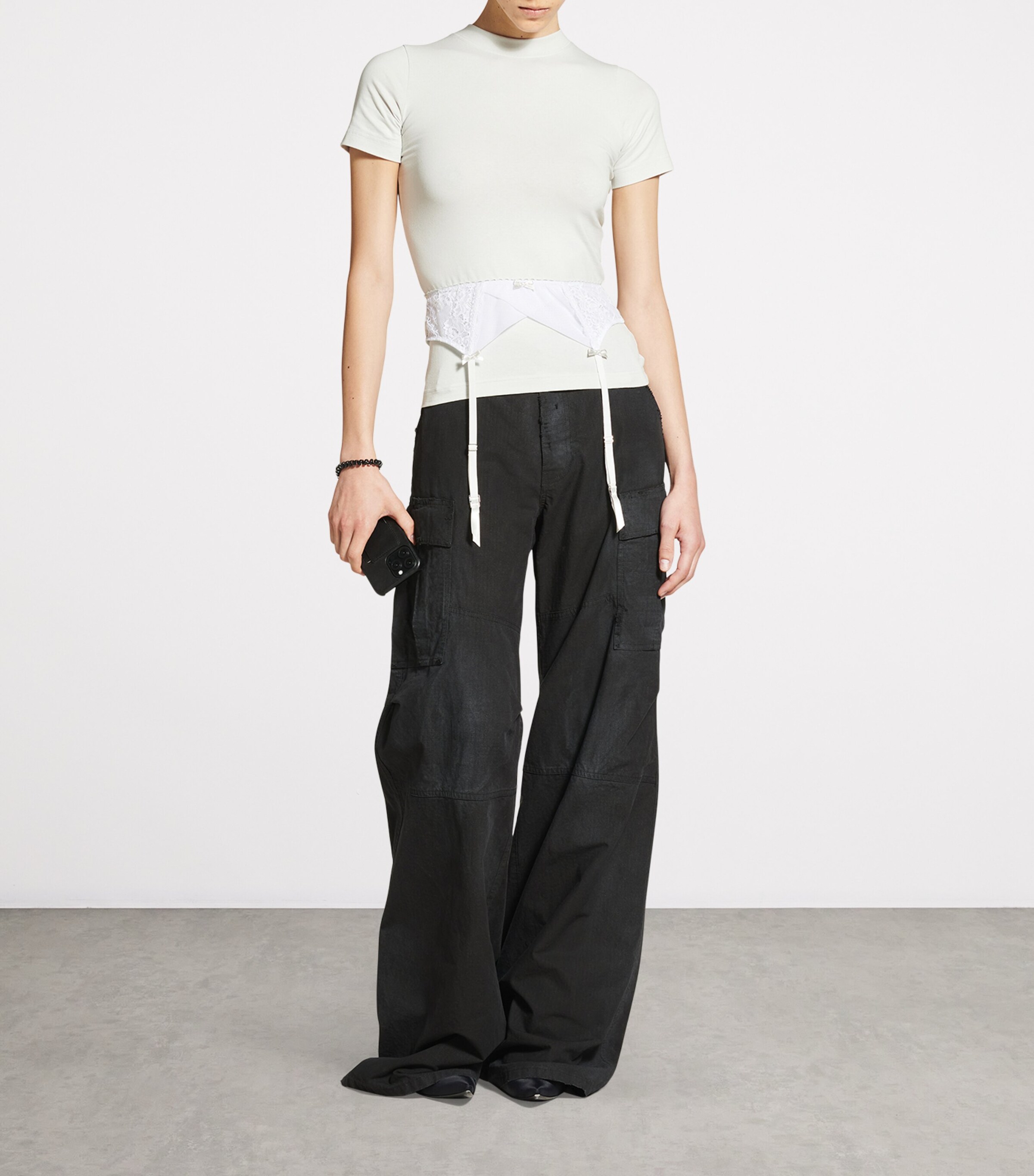 Balenciaga Womens Stretch-Cotton Lingerie T-Shirt Image 3