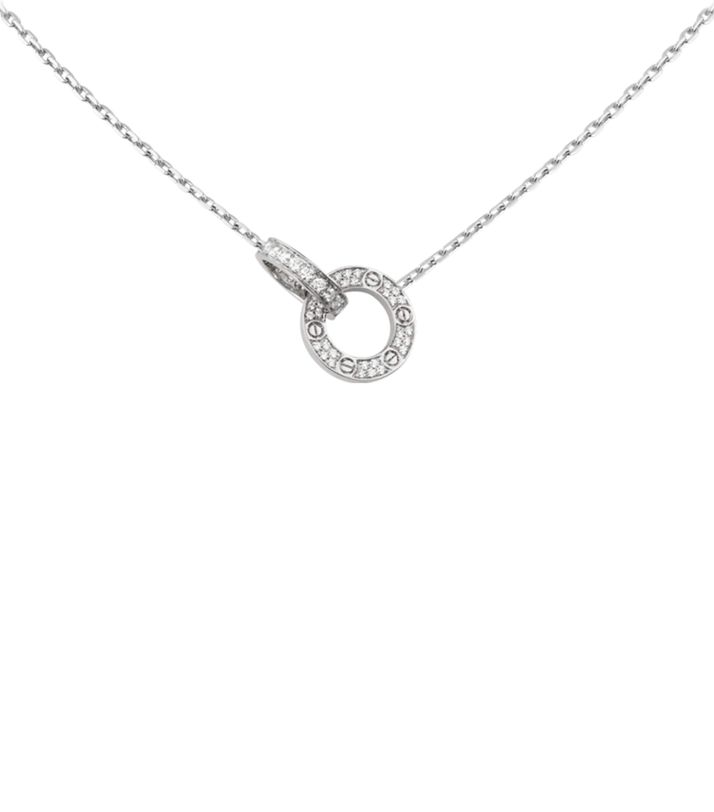 White Gold Interlocking LOVE Necklace