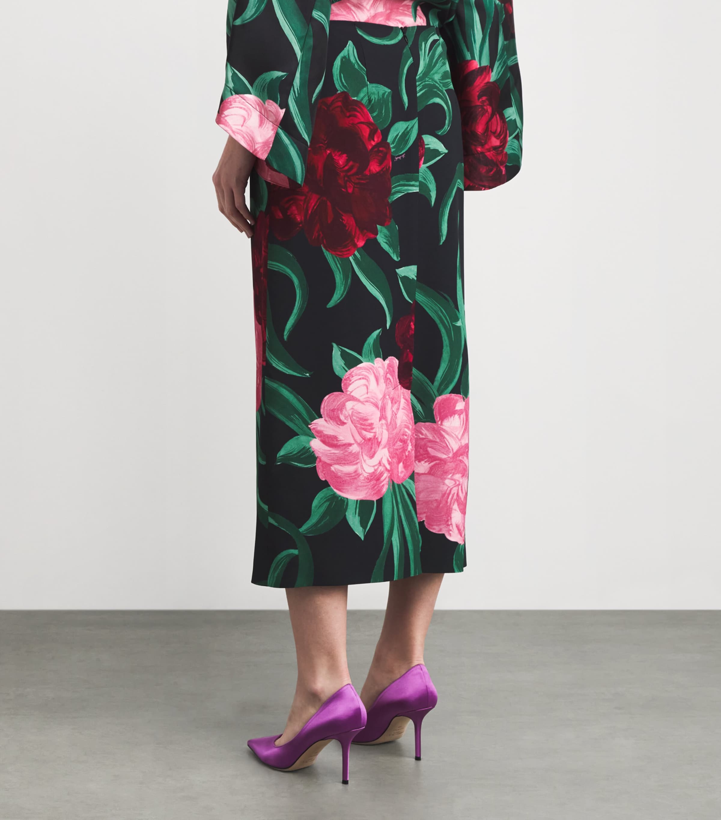 Silk Floral Pencil Skirt BL01PEONY Image 4