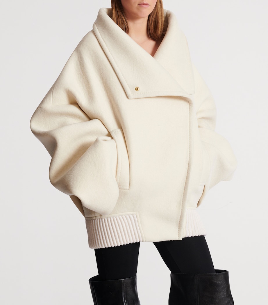 Wool-Blend Oversized Caban Jacket 0FA BLANC Image 4