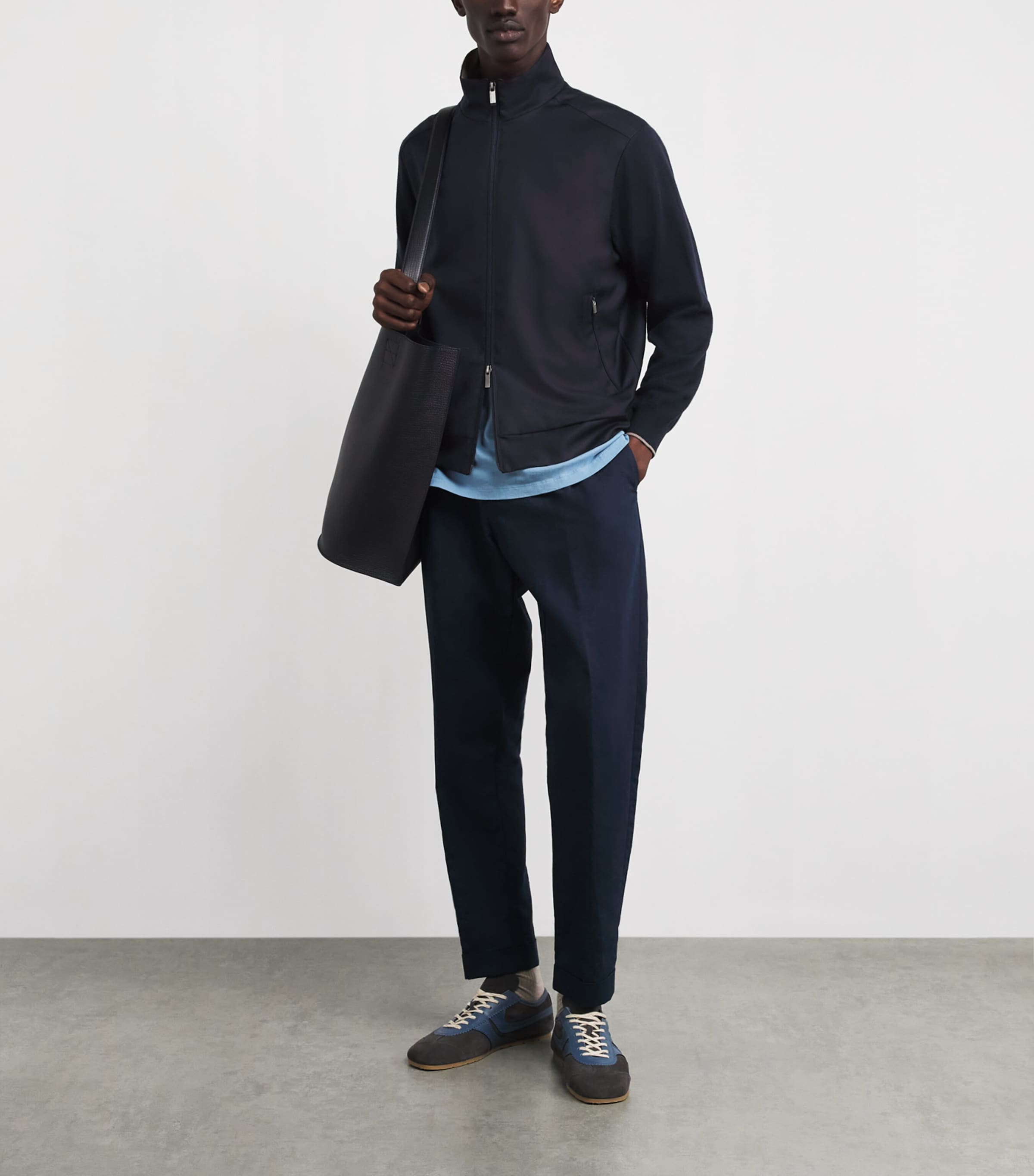 Paul & Shark Mens Wool Bomber Jacket Blue Image 2