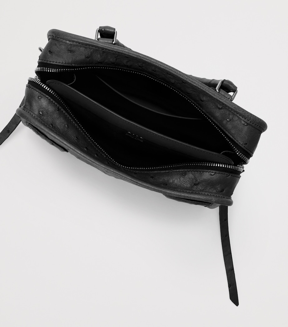 LOEWE Small Ostrich Leather Amazona 180 Top-Handle Bag Black Image 12
