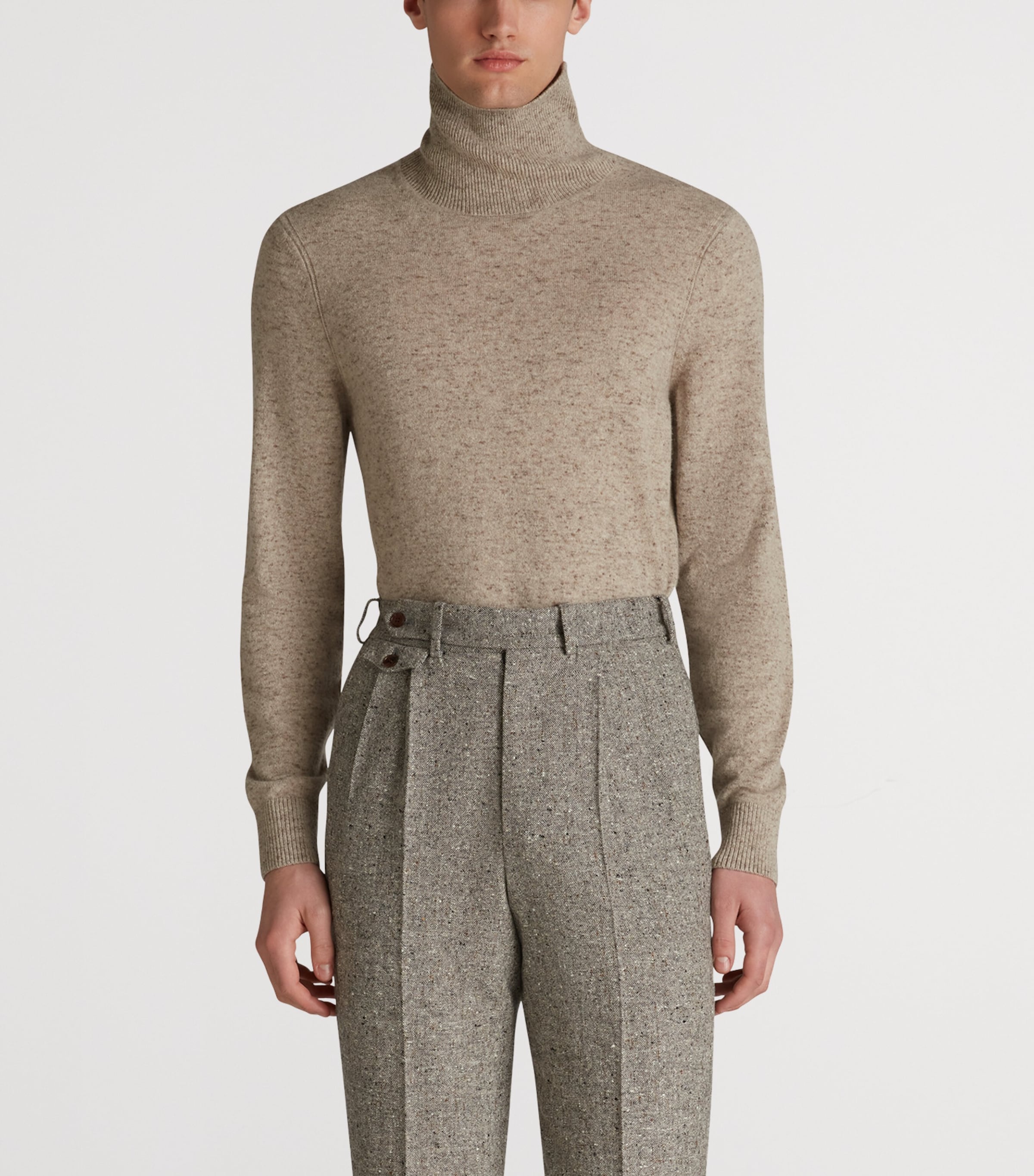 Cashmere Rollneck Donegal Sweater 106OAT MEAL Image 3