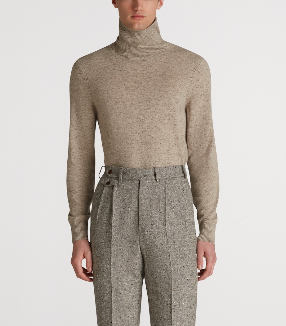 Cashmere Rollneck Donegal Sweater 106OAT MEAL Image 3