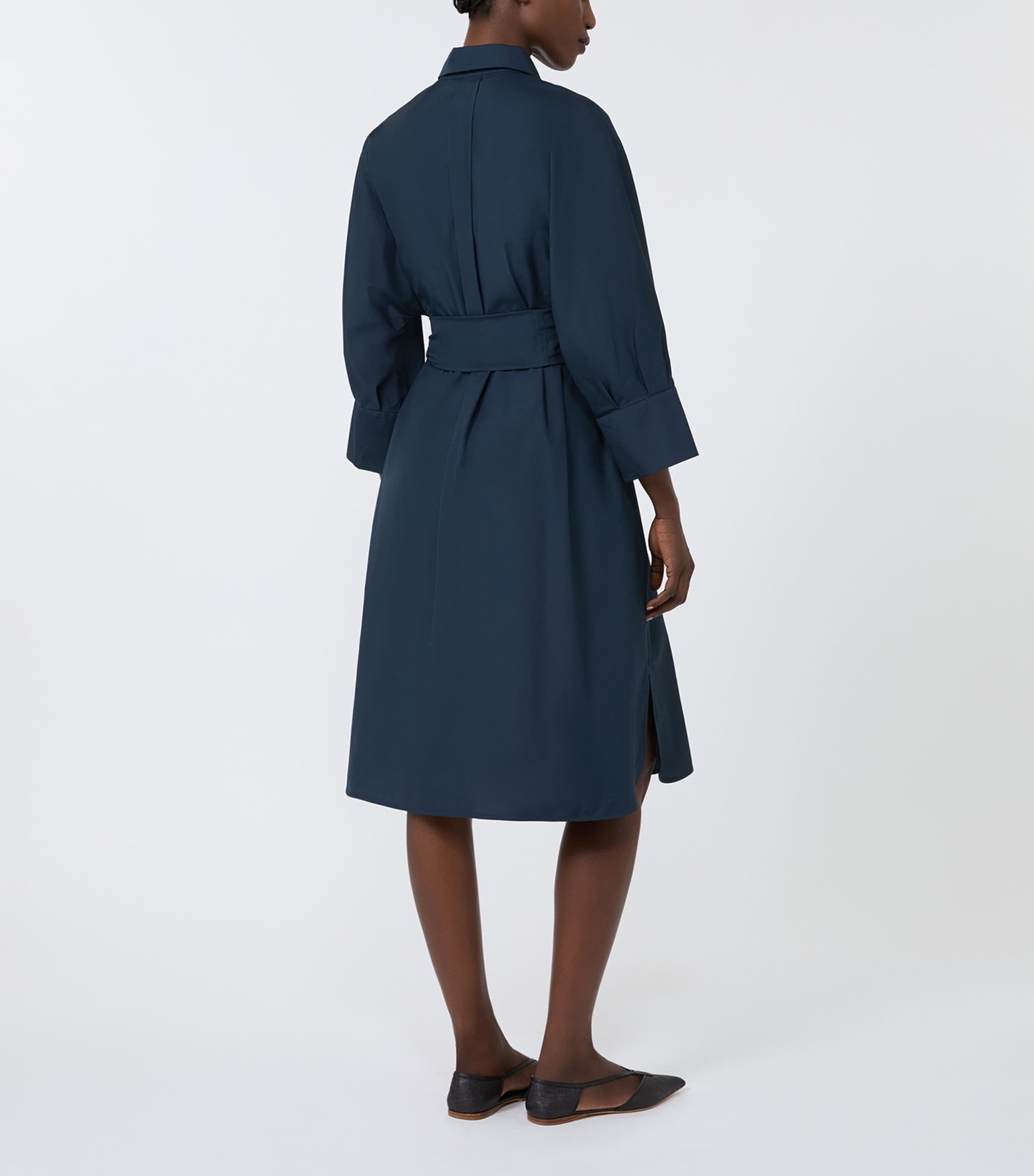 Max Mara Womens Cotton Belted Midi Dress Midnightblue Image 3