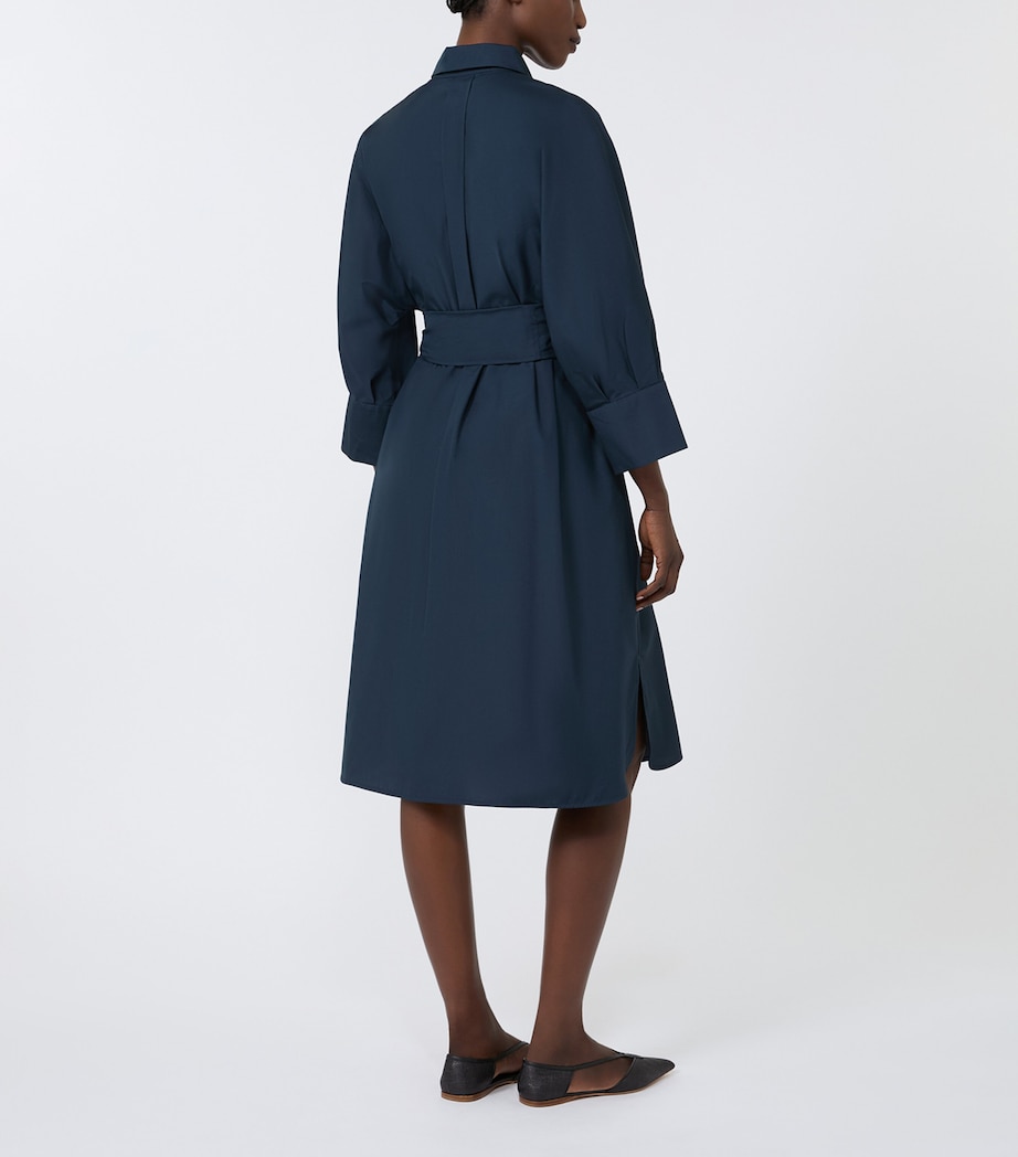 Max Mara Womens Cotton Belted Midi Dress Midnightblue Image 3
