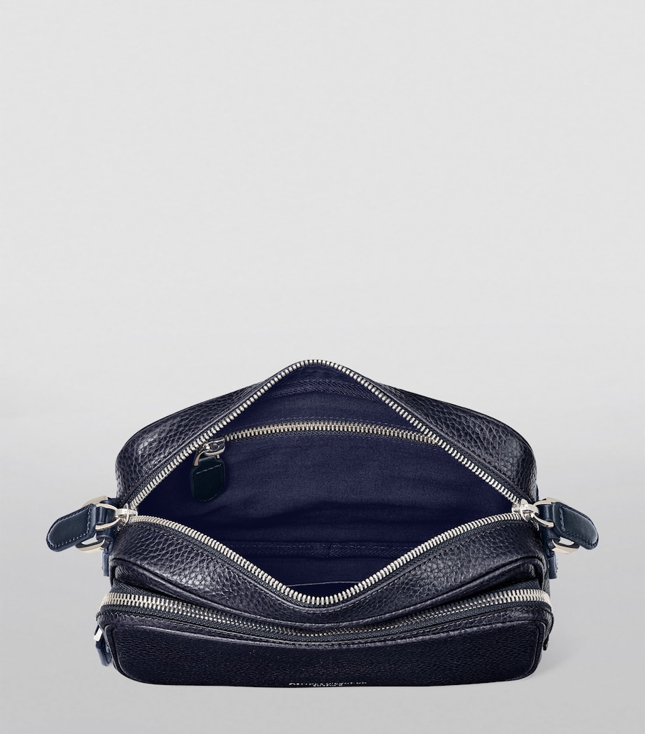 Leather Reporter East West Messenger Bag NAVY Image 4