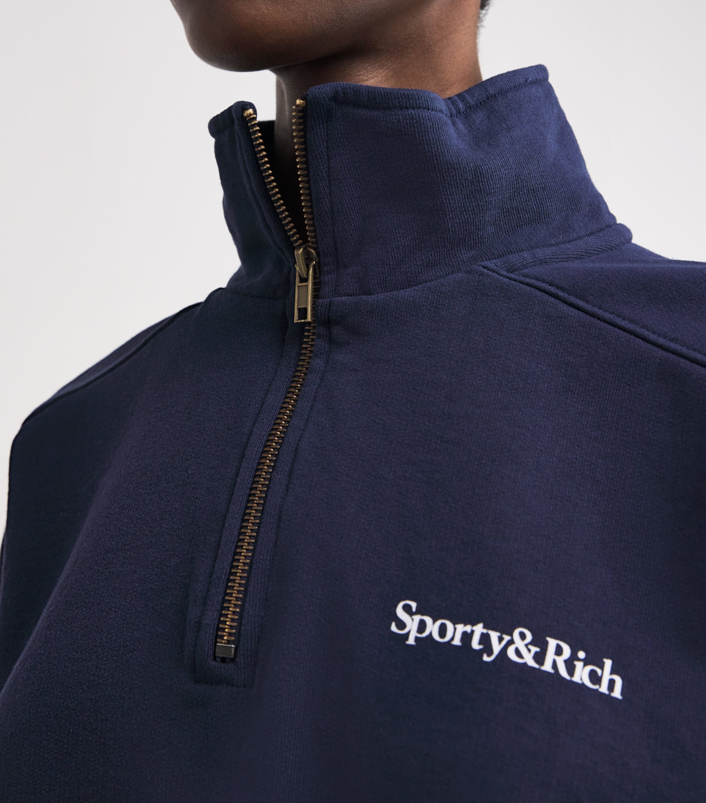 Cotton Logo Quarter-Zip Sweatshirt 3902 DARK NAVY Image 6