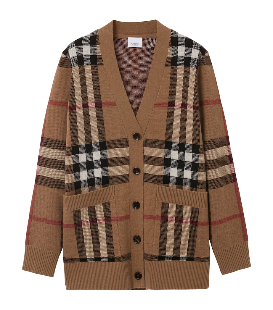 Wool-Cashmere Check Cardigan BIRCH BROWN Image 1