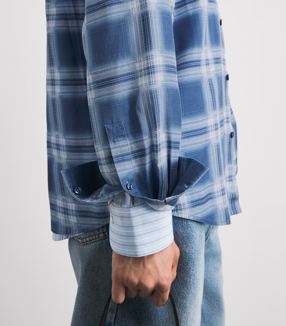 7 For All Mankind Mens Check Shirt Mid Blue Image 3