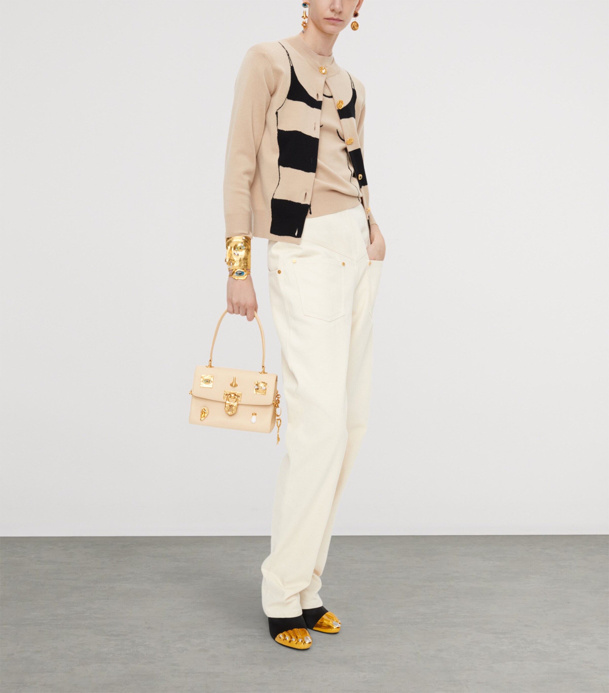Schiaparelli Mini Leather Secret Bijoux Top-Handle Bag Oat Image 2