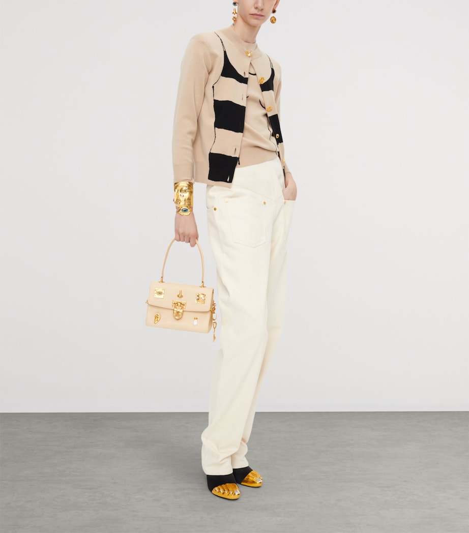 Schiaparelli Mini Leather Secret Bijoux Top-Handle Bag Oat Image 2