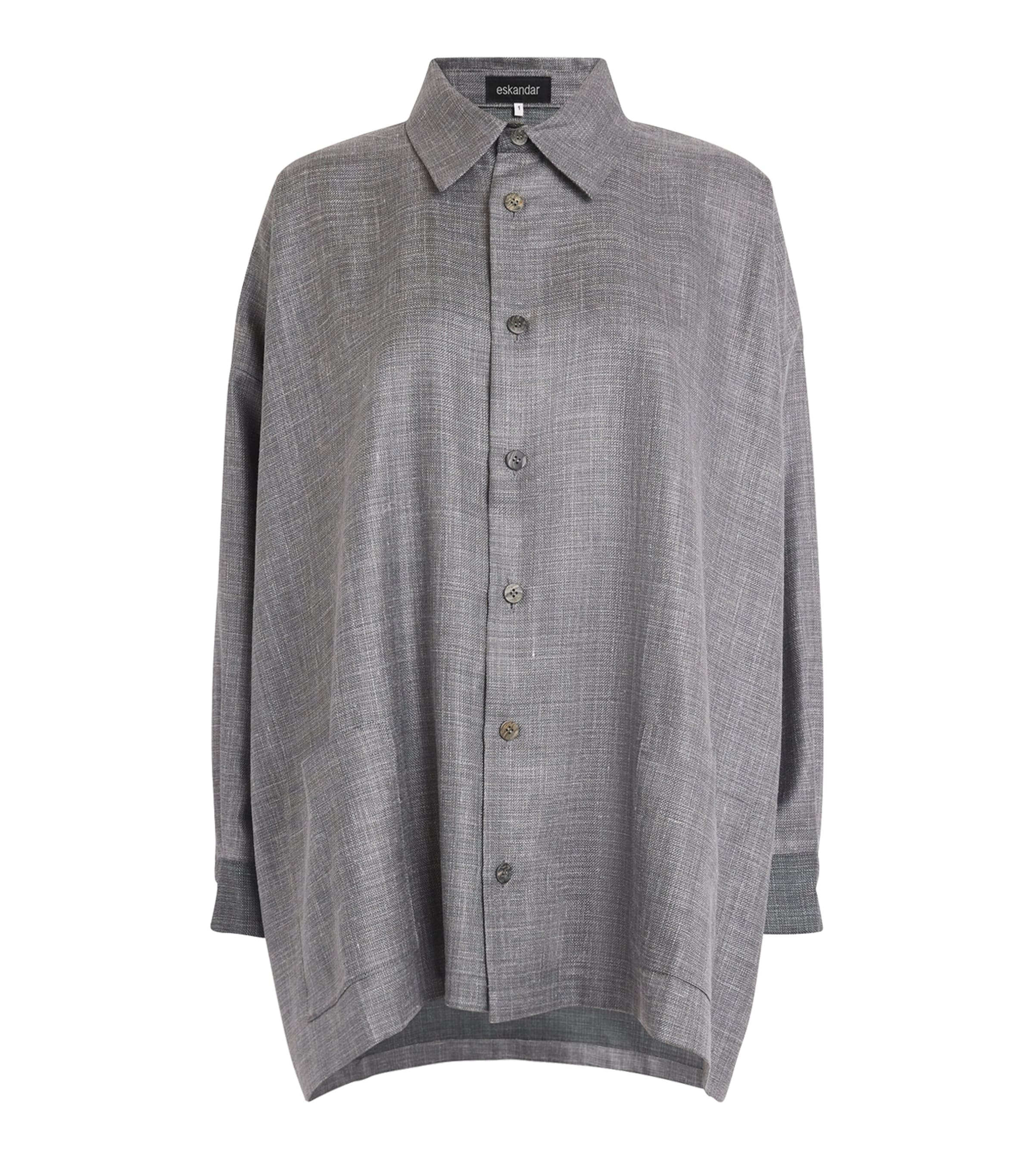 Eskandar Wool-silk-linen A-line Jacket In Grey