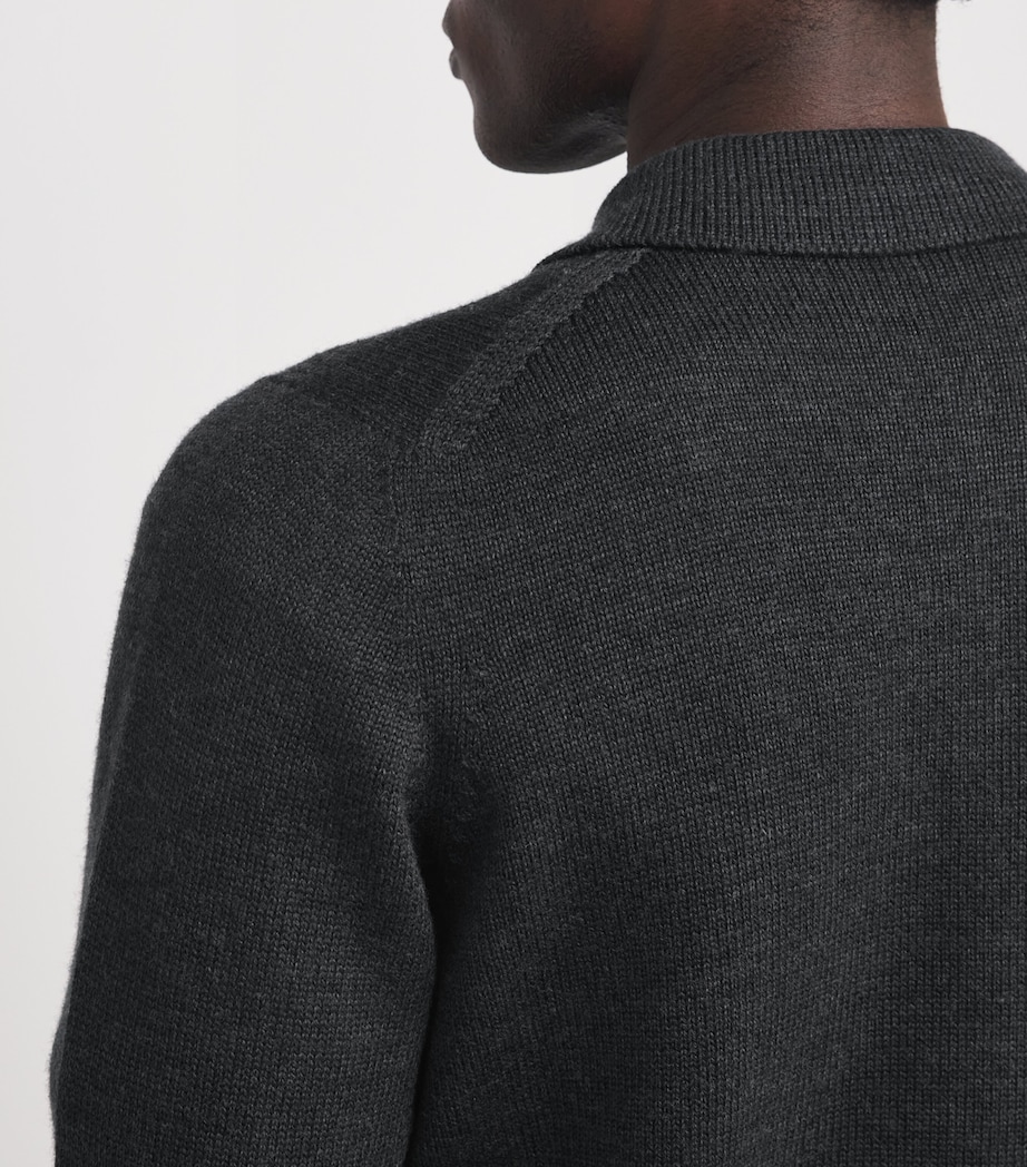 John Smedley Mens Merino Wool Zip-Up Cardigan Charcoal Image 6