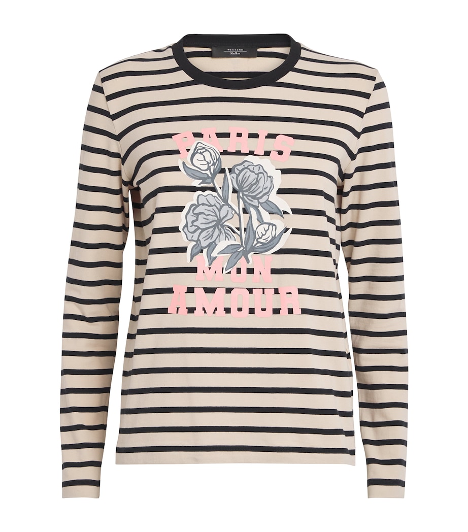 Stretch Cotton Paris Graphic Top BEIGE Image 1