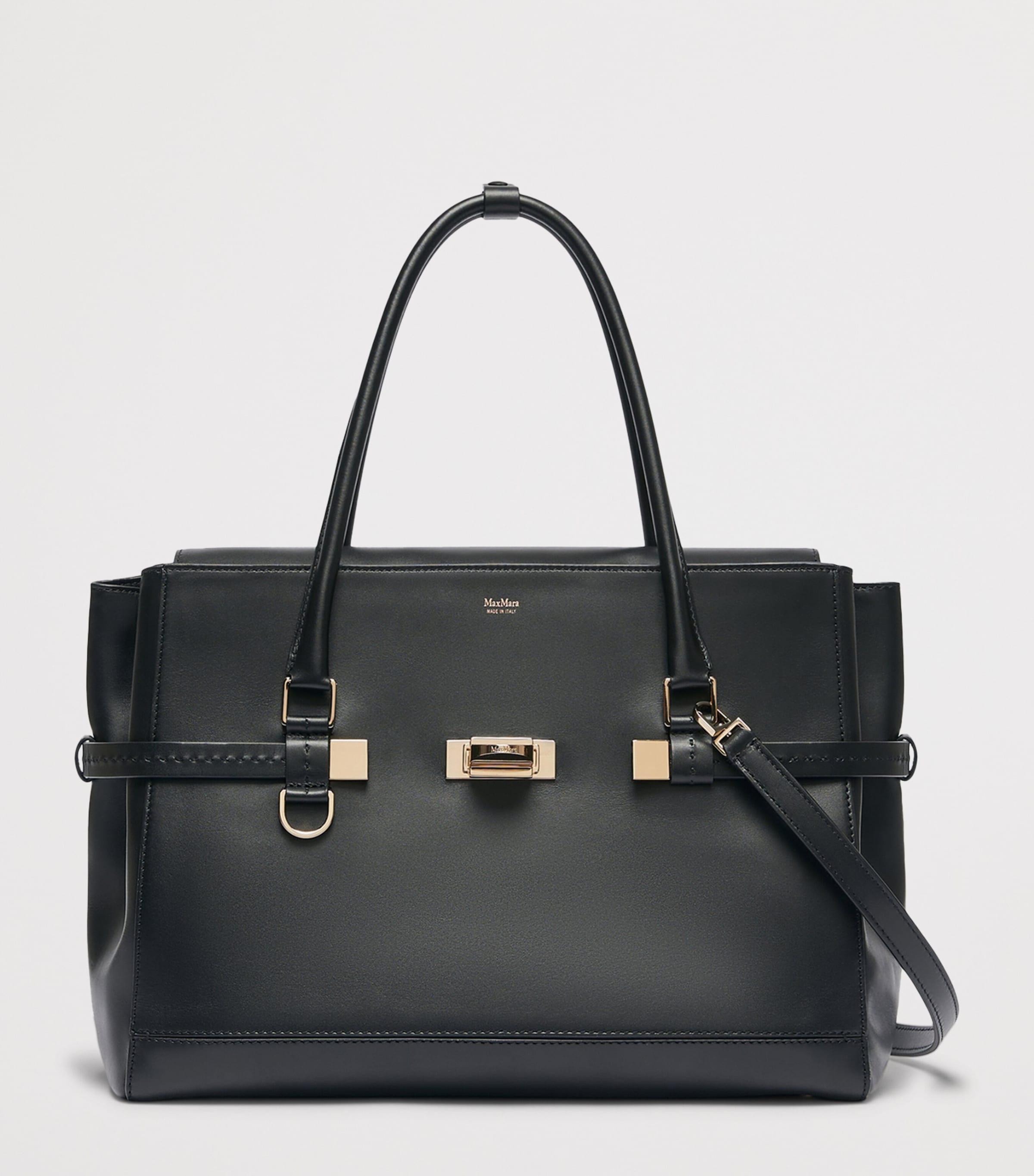 Medium Leather Margaux Top-Handle Bag BLACK Image 5