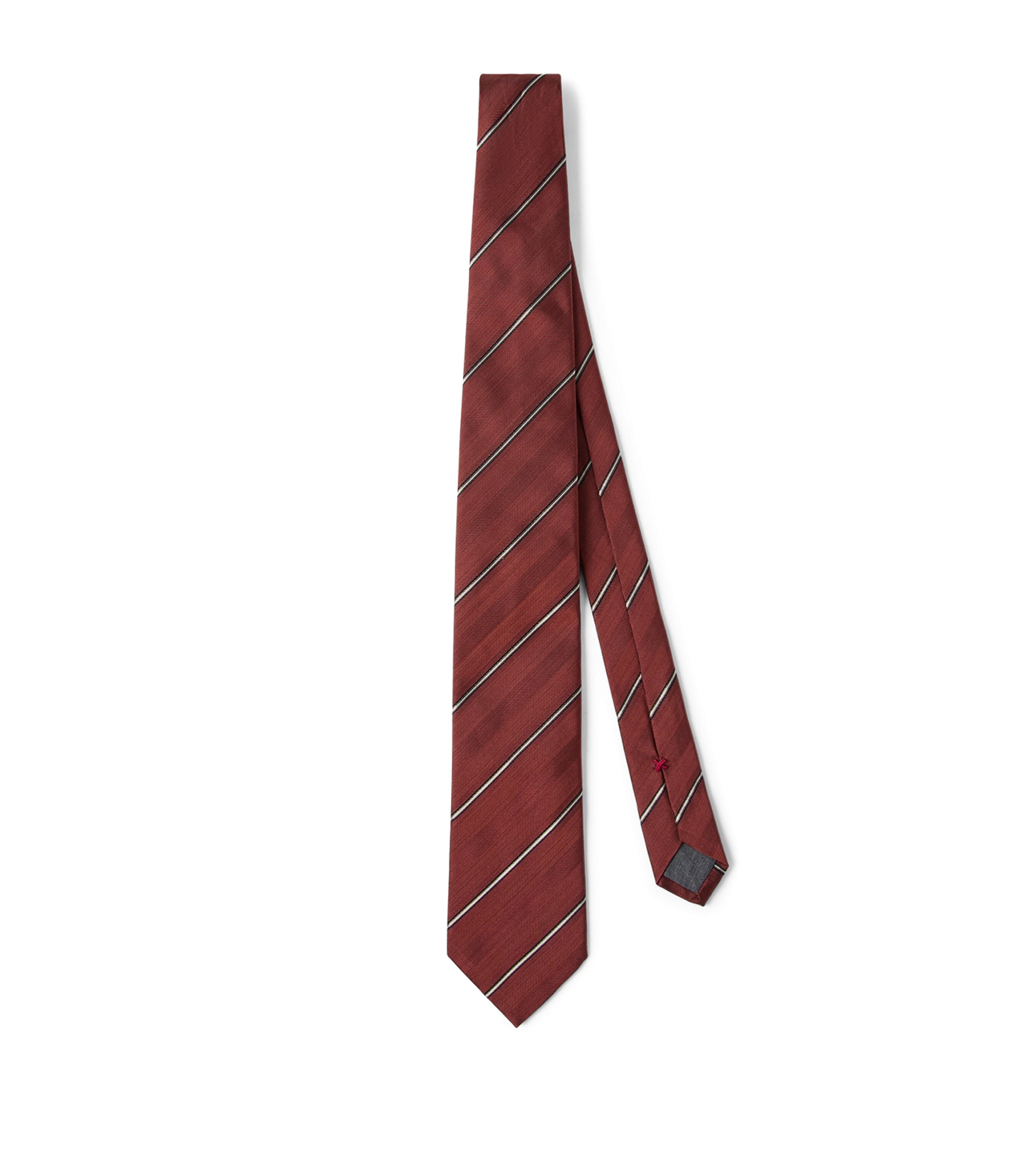 Brunello Cucinelli Silk Regimental Stripe Tie In Orange