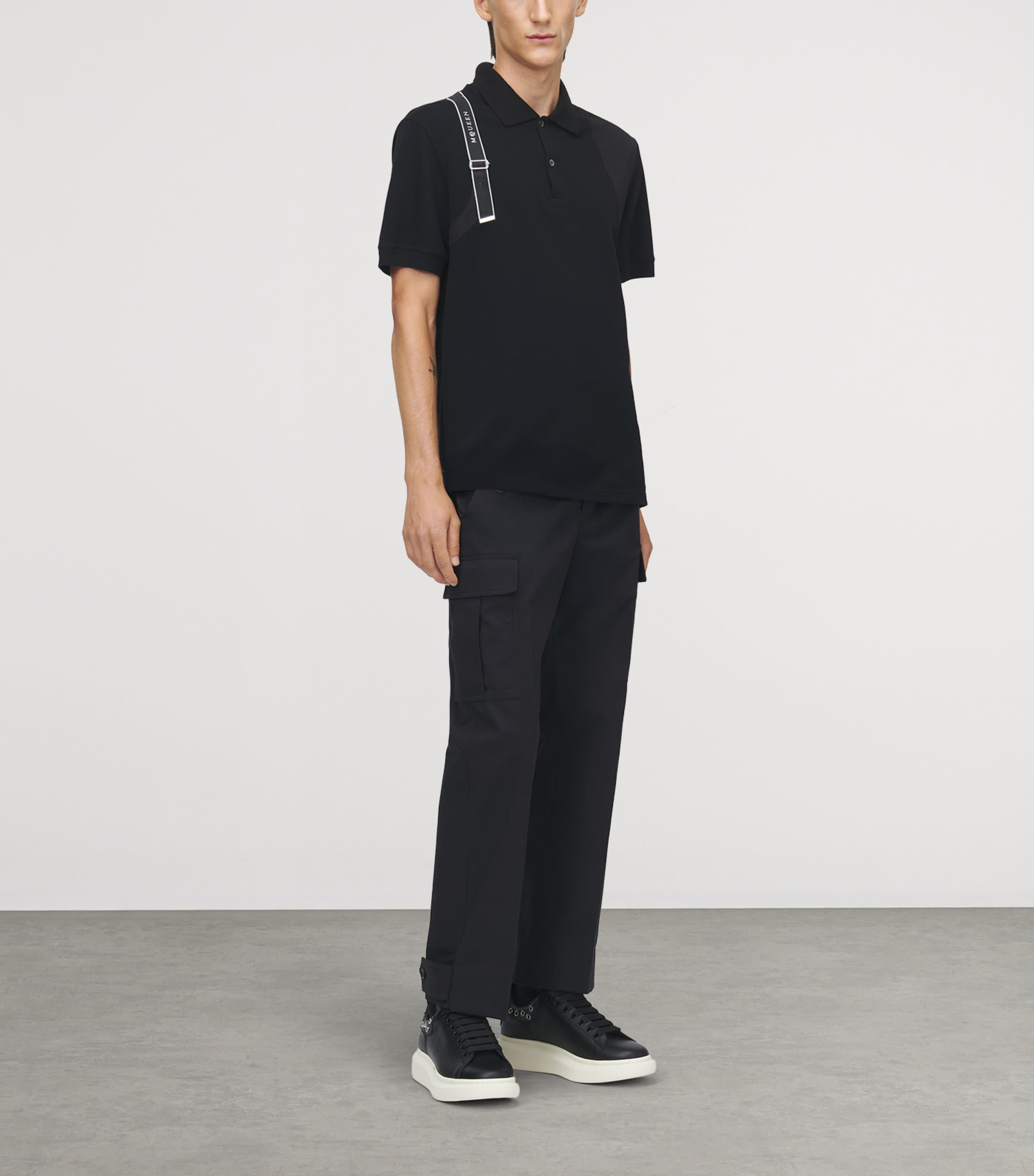 McQueen Mens Cotton Cargo-Pocket Straight Trousers Image 3