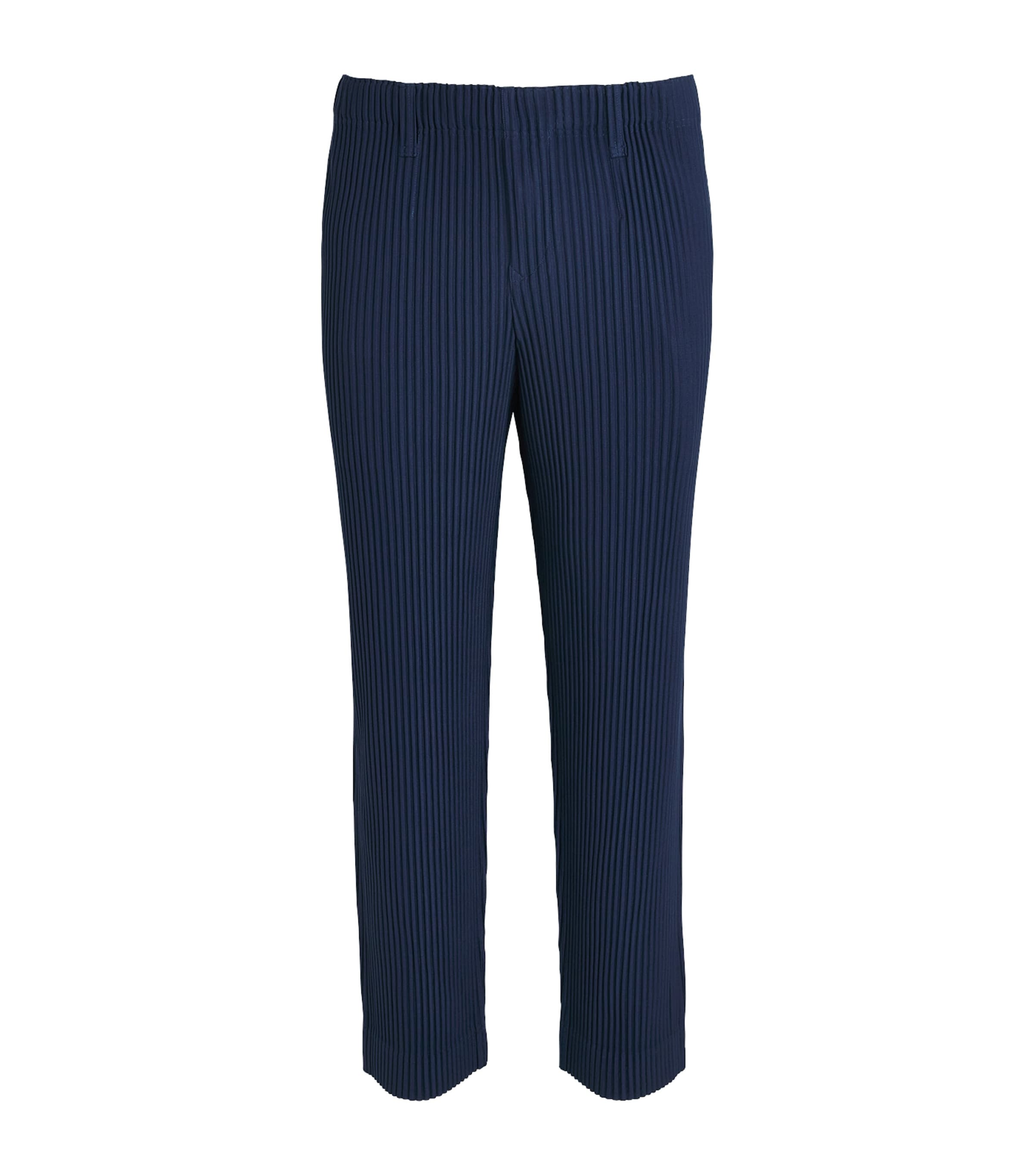 Homme Plissé Issey Miyake Mens Pleated Straight Trousers Manarola B Nvy Image 1