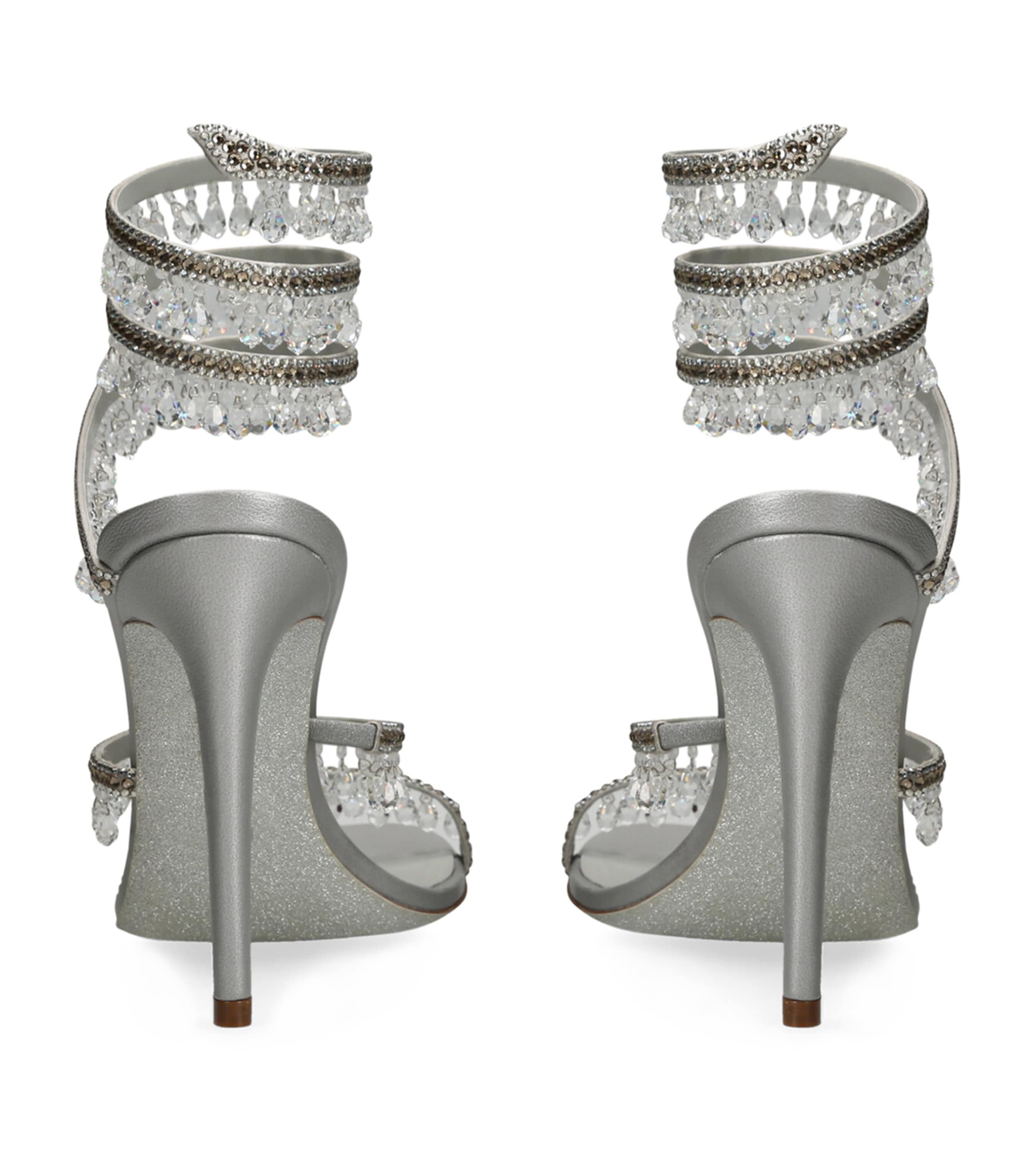 René Caovilla Satin Chandelier Heeled Sandals 105 Grey Image 2