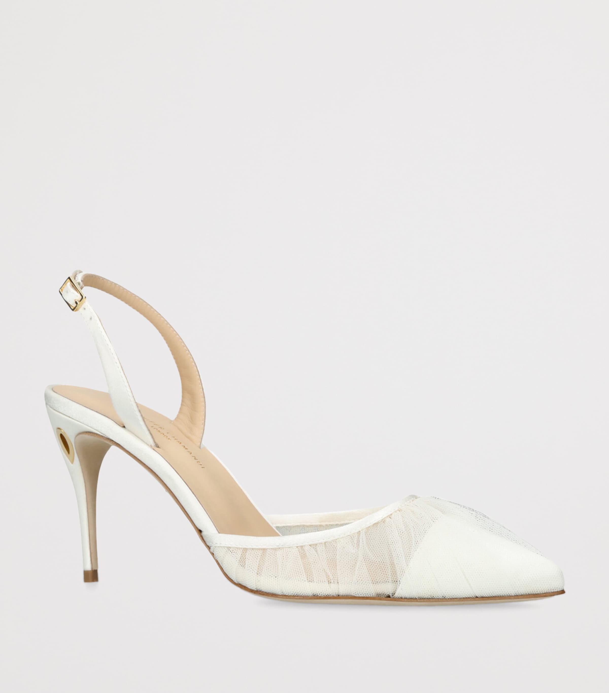 Satin Vittorio Slingback Pumps 85 BONE Image 3