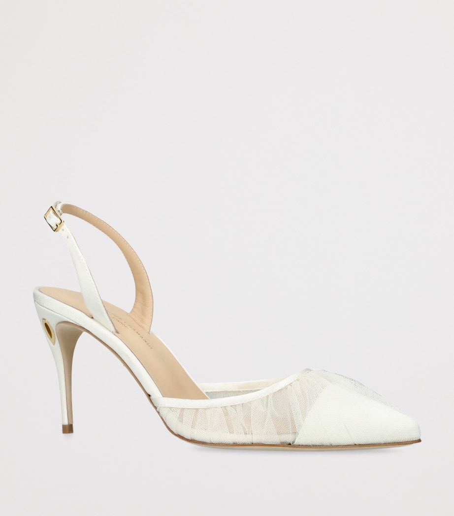 Satin Vittorio Slingback Pumps 85 BONE Image 3