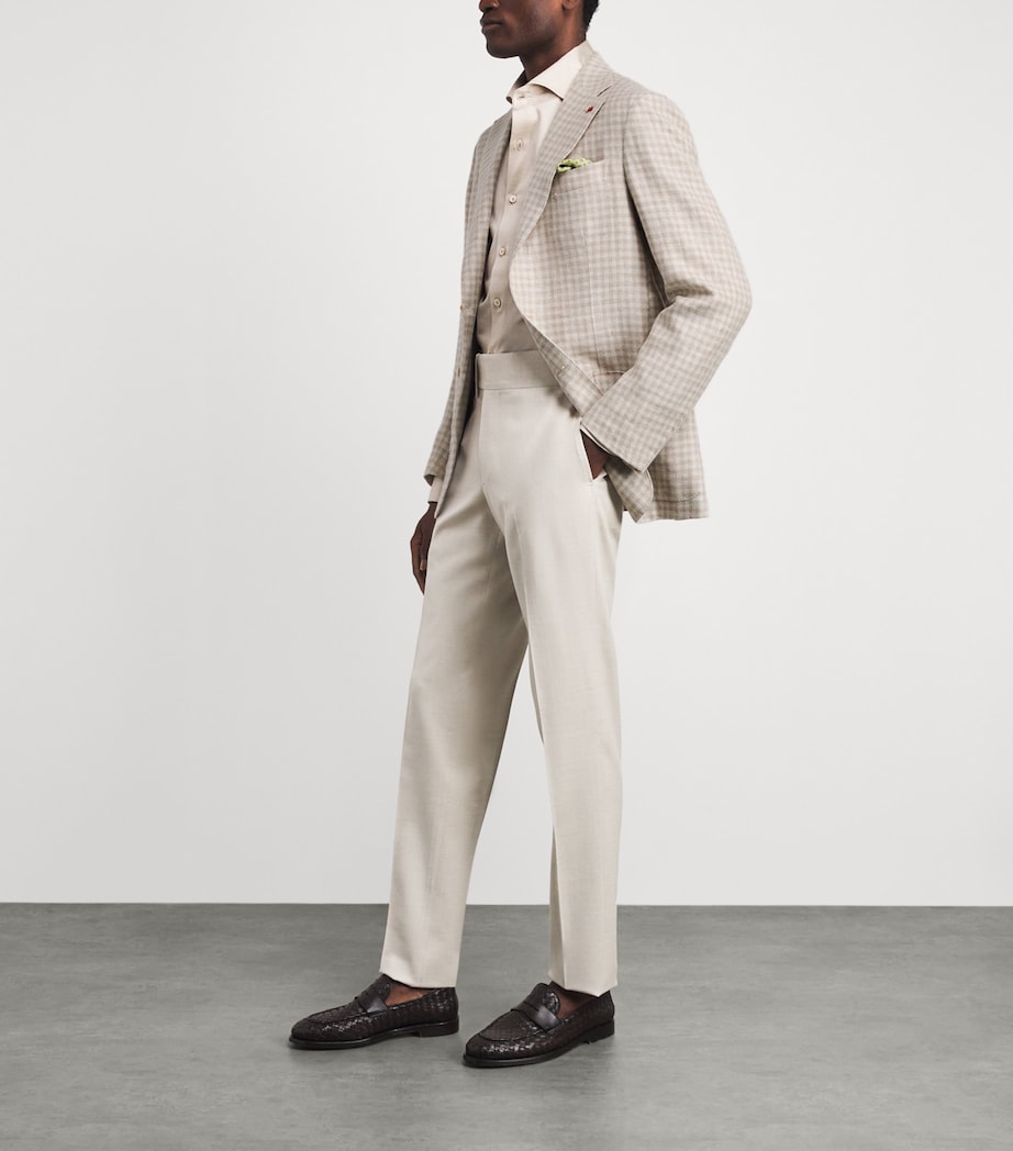Isaia Mens Linen-Wool-Silk Check Blazer Image 2