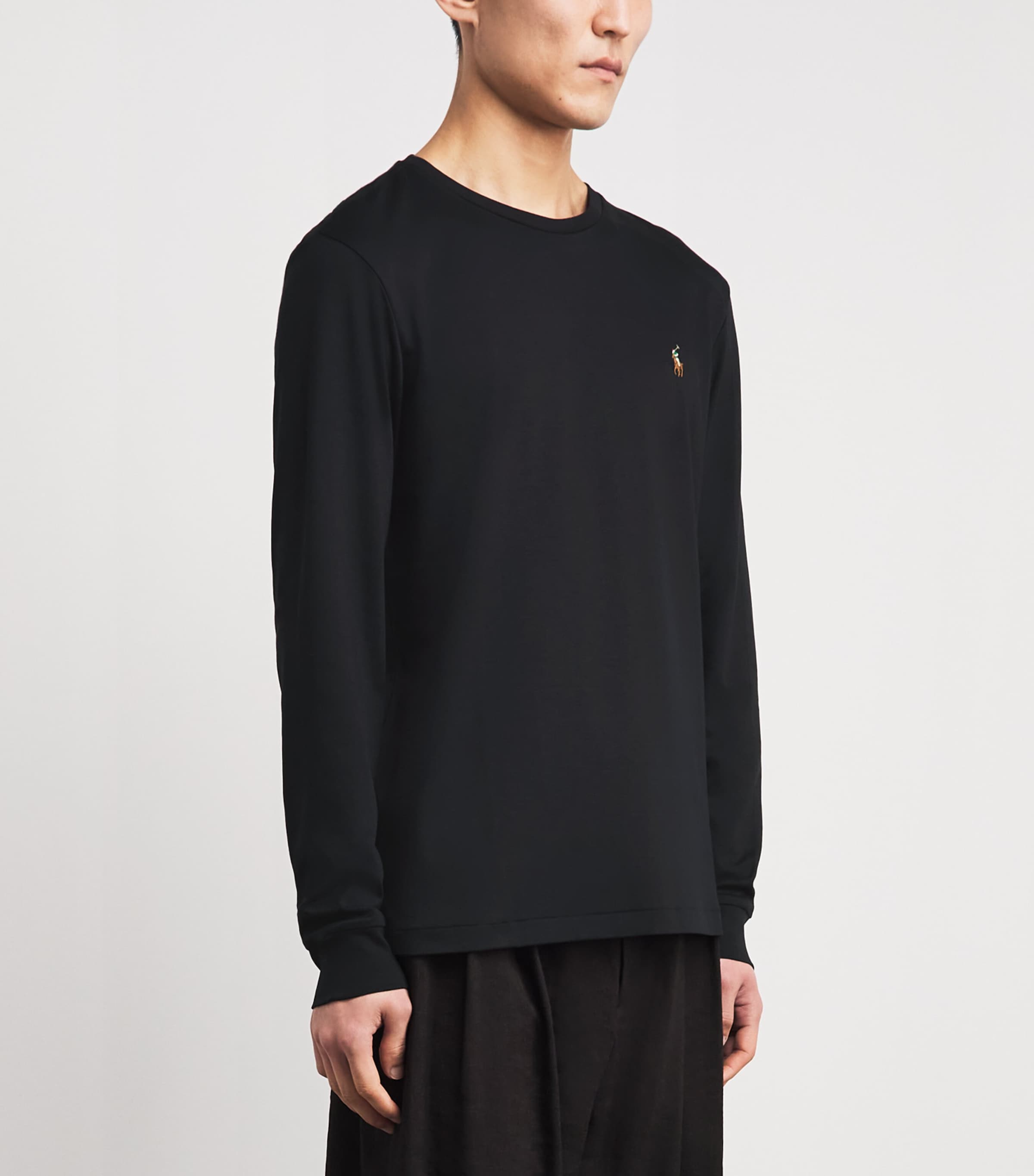 Polo Ralph Lauren Mens Pima Cotton Long-Sleeved T-Shirt Black Image 4