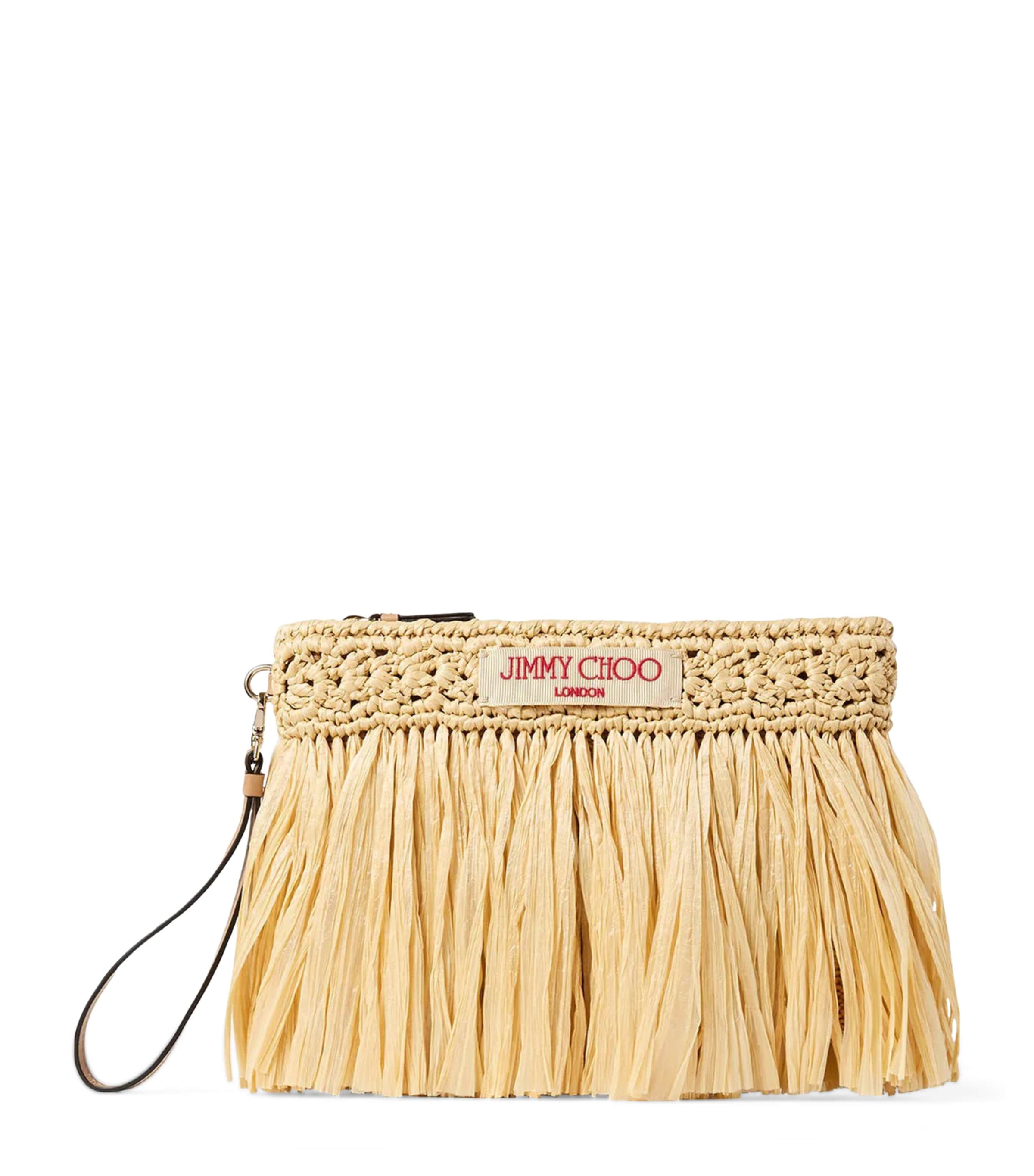 Jimmy Choo Raffia Flat Pouch Natural/light Gold Image 1