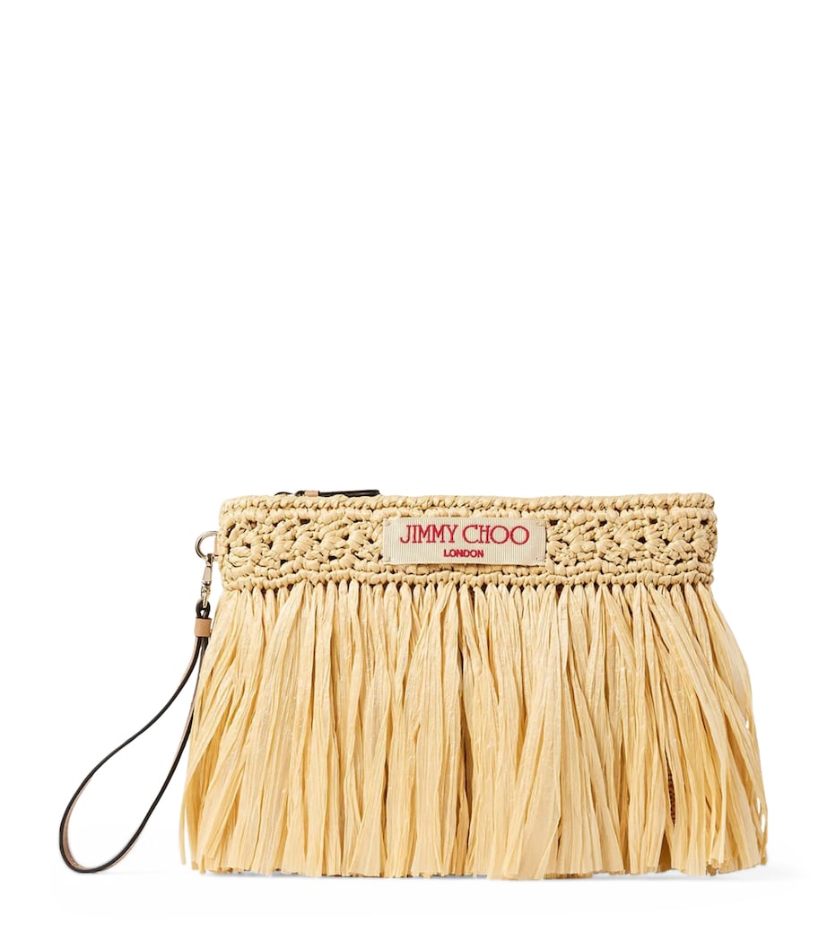 Jimmy Choo Raffia Flat Pouch Natural/light Gold Image 1