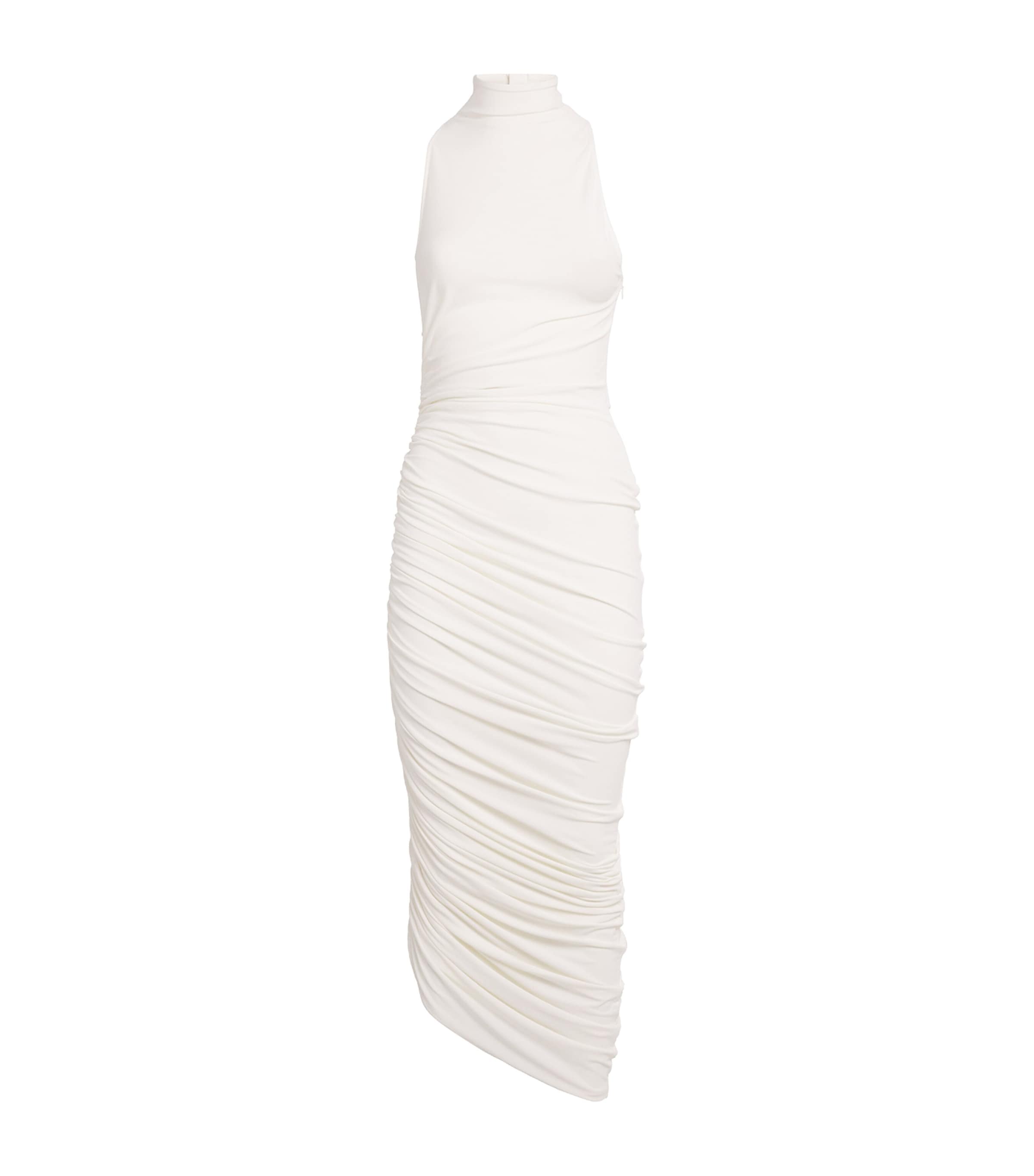 Jacquemus Asymmetric Hem Sleeveless High Neck Dress In White