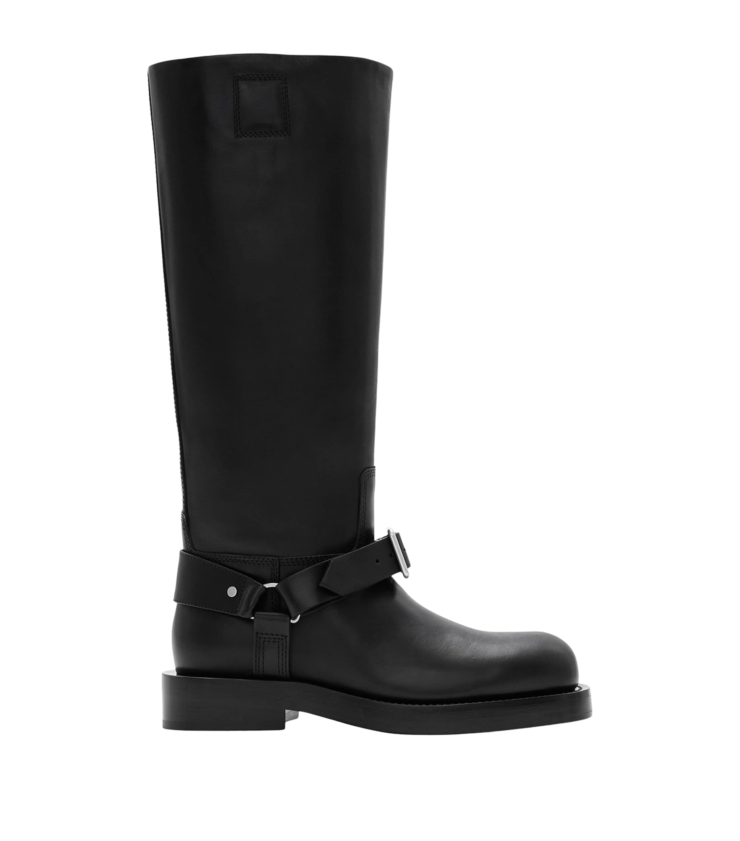 Burberry Tall Shaft Calf Grain Leather Boots In Black