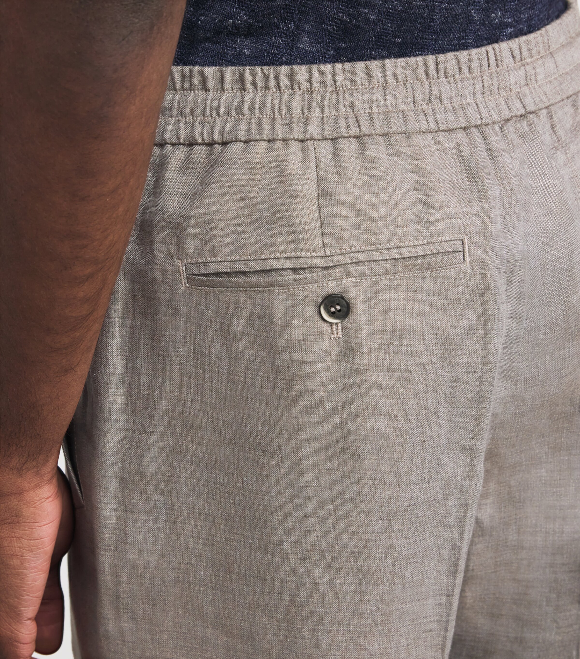 Linen Drawstring Trousers SMOKE GREY Image 6