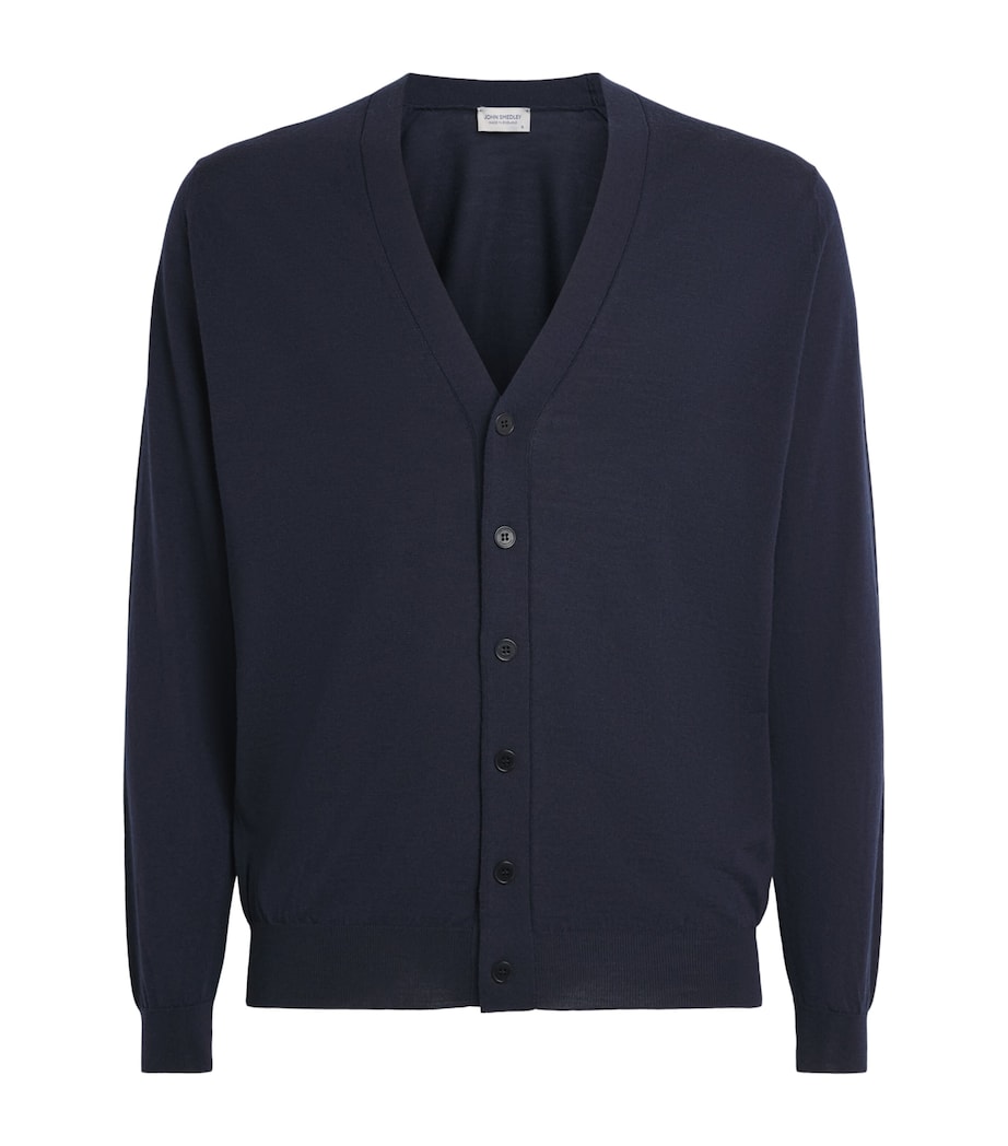 John Smedley Mens Extra Fine Merino Cardigan Midnight Image 1