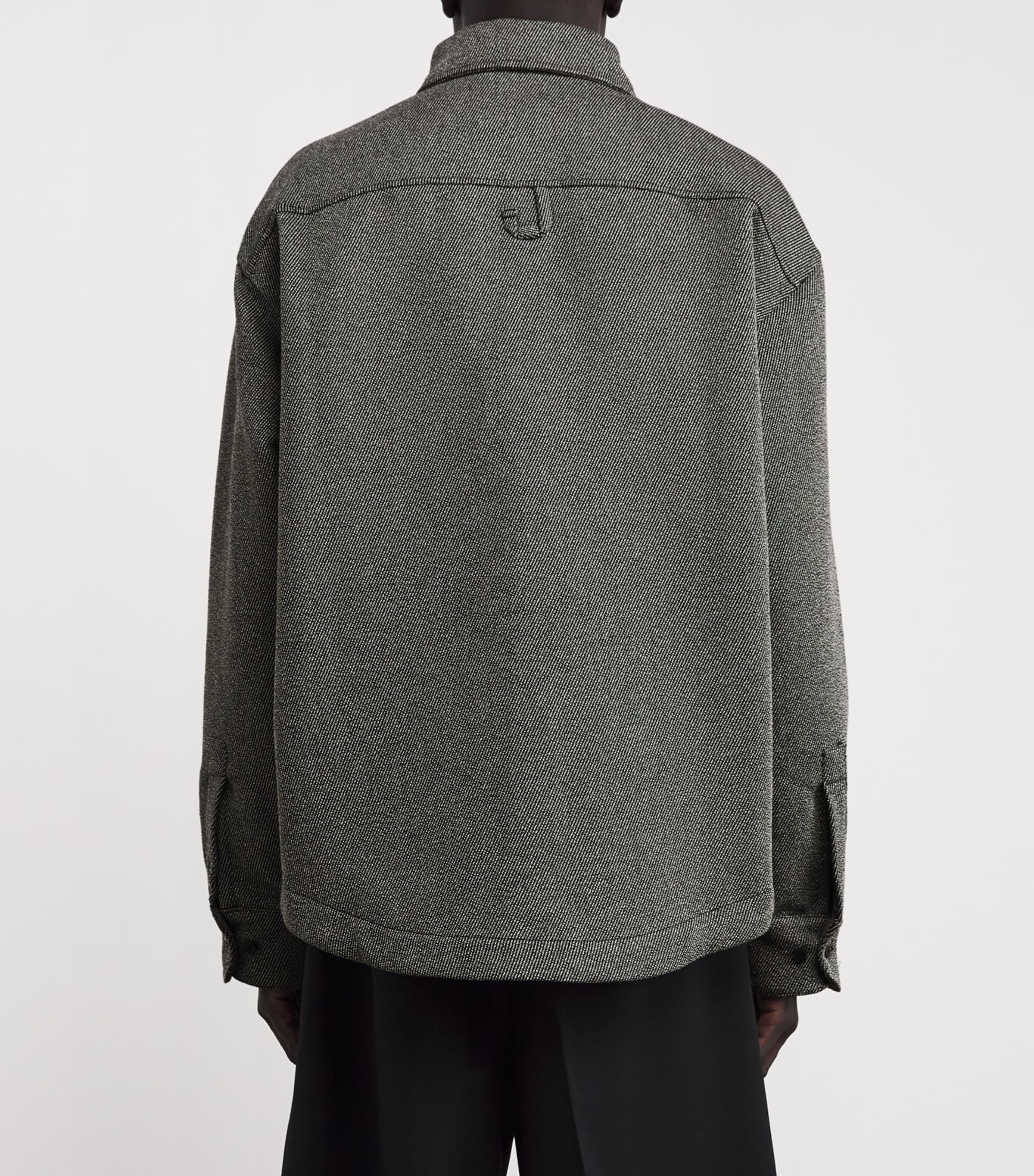 Jacquemus Mens Wool-Cotton Twill Shirt Jacket Grey Image 4